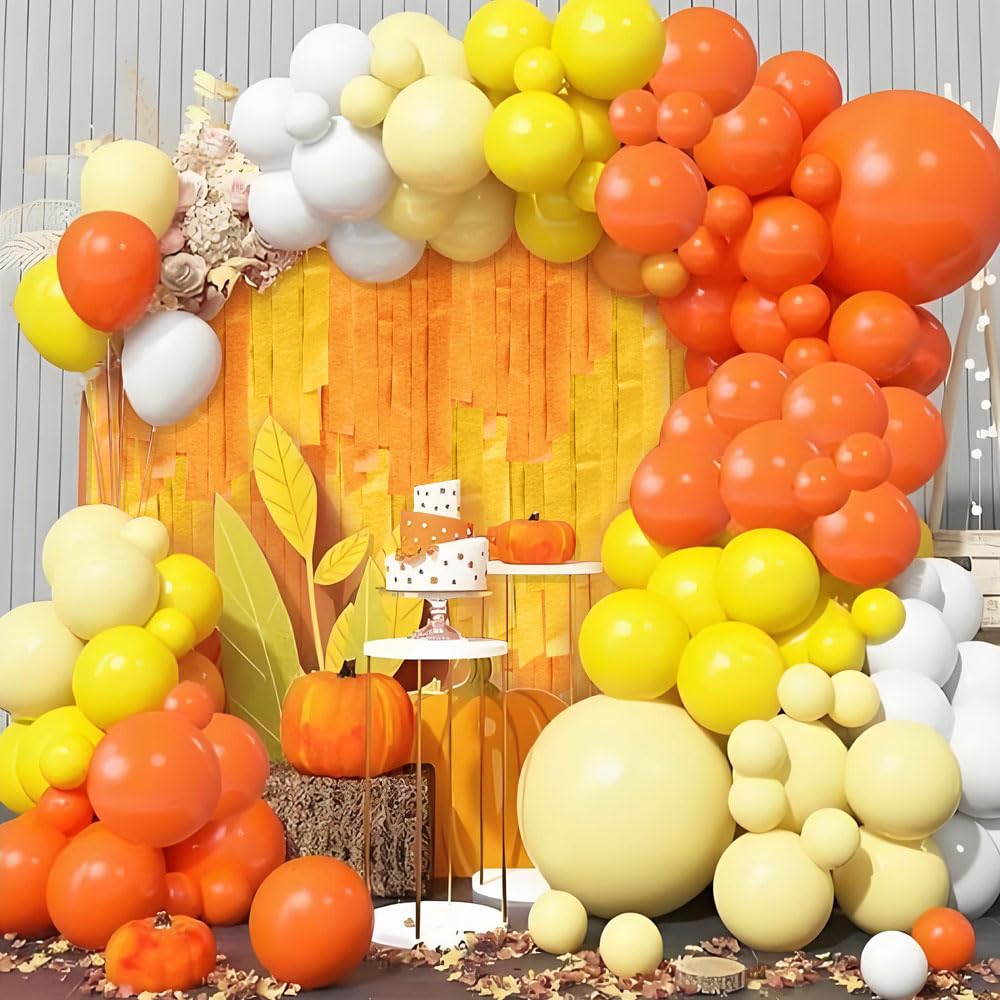 8 Rolls Crepe Paper Streamers 656ft - Yellow & Orange Party Decorations for Weddings, Birthdays, Baby Showers | 1.8
