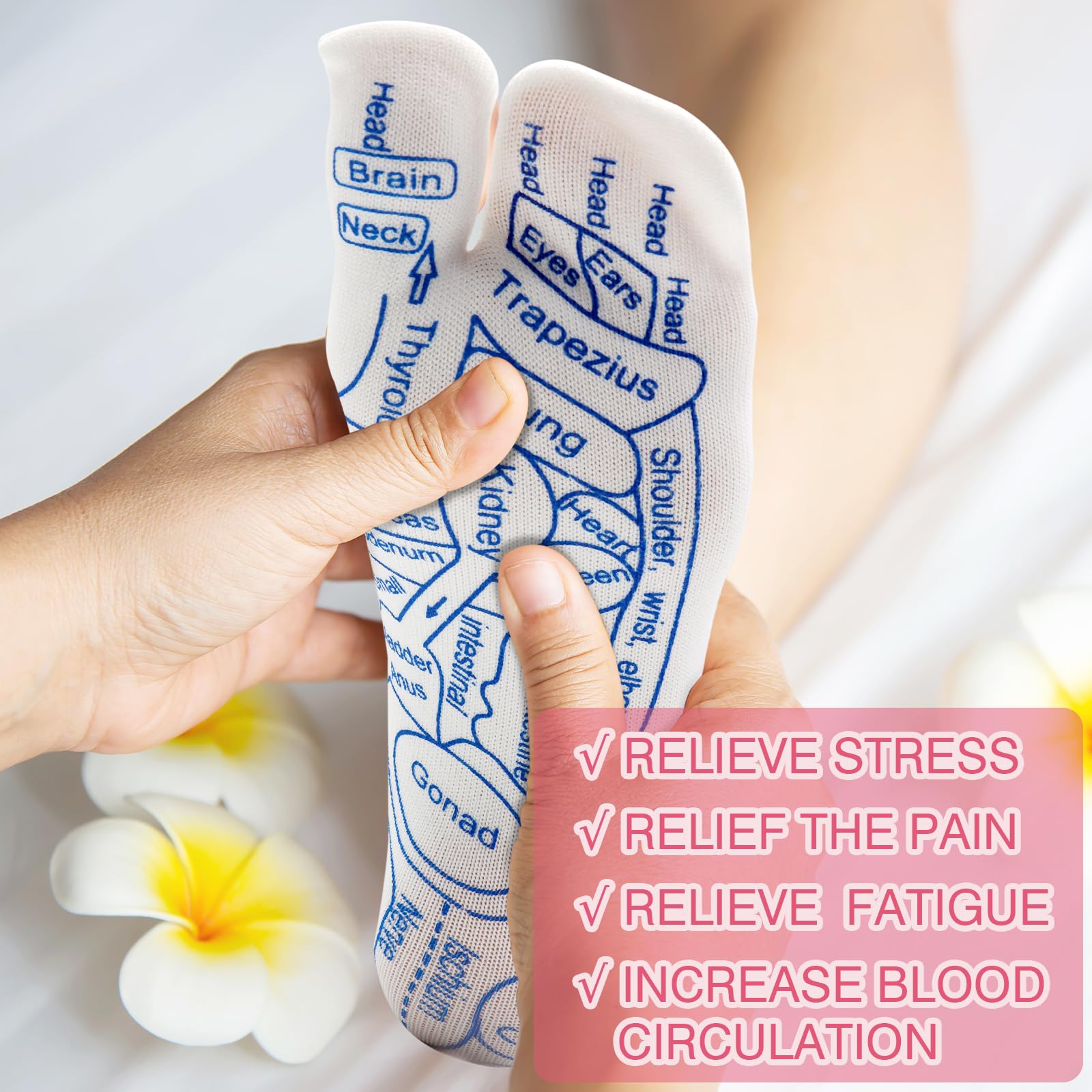 ZYNERY Reflexology Massage Socks with Acupressure Tool - Foot Pain Relief for Women, Pink - Perfect for Relaxation, Stress Relief & Home Spa Therapy