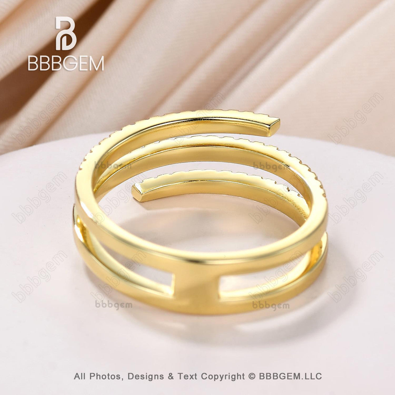 Elegant Silver & Yellow Gold Moissanite Spiral Wrap Ring for Women | Diamond Coil Finger Ring | Perfect for Weddings, Parties & Everyday Wear