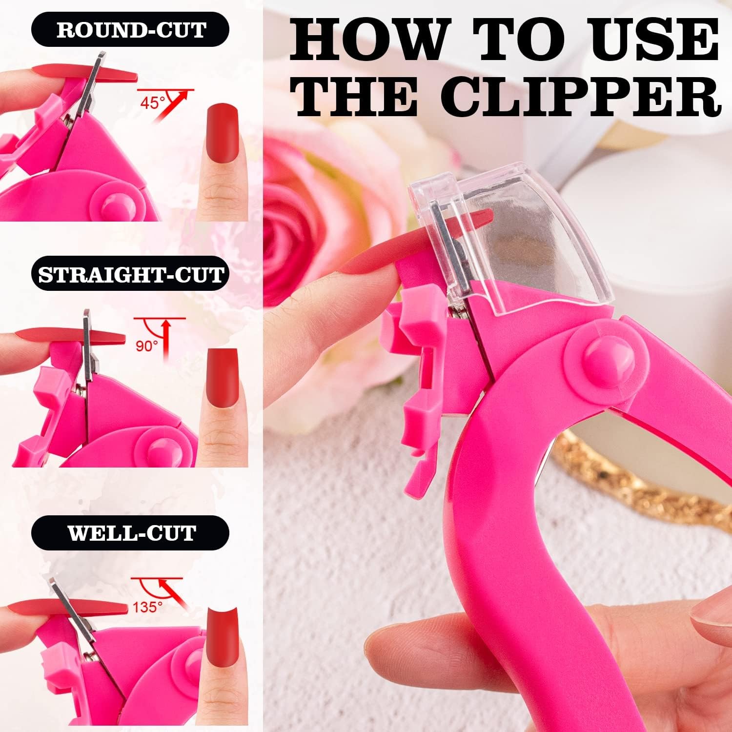 Professional Acrylic Nail Clipper & Edge Trimmer - Stainless Steel False Nail Cutter for Gel & French Manicure | Perfect for Nail Art, Salon Use & Home Manicure Kits