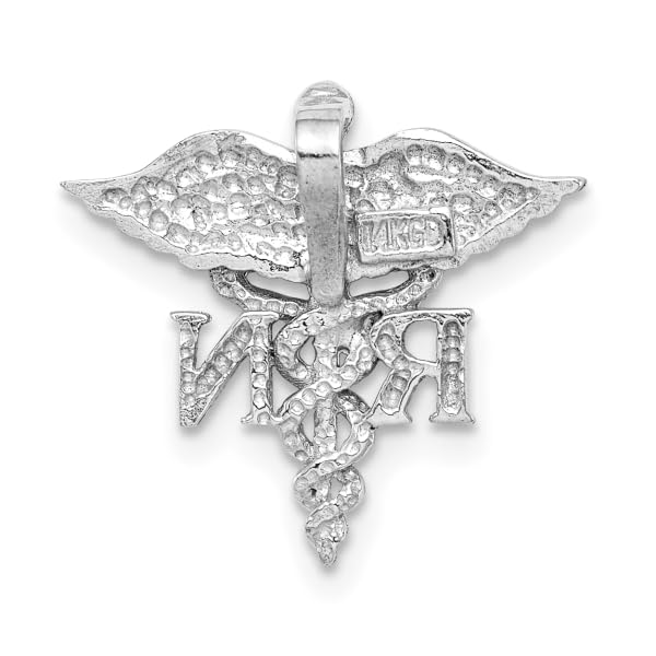 14K Solid White Gold Medical Alert Pendant Necklace - Floating Chain Slide Charm for Women & Men - Perfect for RNs, Nurses & Healthcare Professionals - Ideal for Everyday Wear & Emergency ID