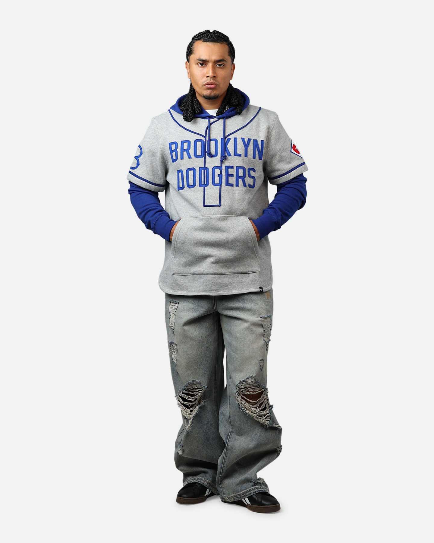 47 Brand Los Angeles Dodgers Game Hoodie - Grey/Navy Pullover Sweatshirt for Men & Women | Baseball Fan Apparel, Casual Streetwear & Game Day Outfits