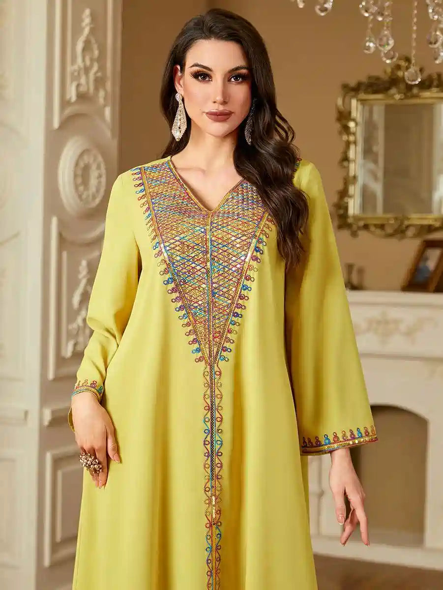 Elegant Eid Dress with Sequins & Embroidery - Stylish Caftan Kaftan Dress for Women #254220 | Perfect for Holiday Celebrations, Parties & Special Occasions