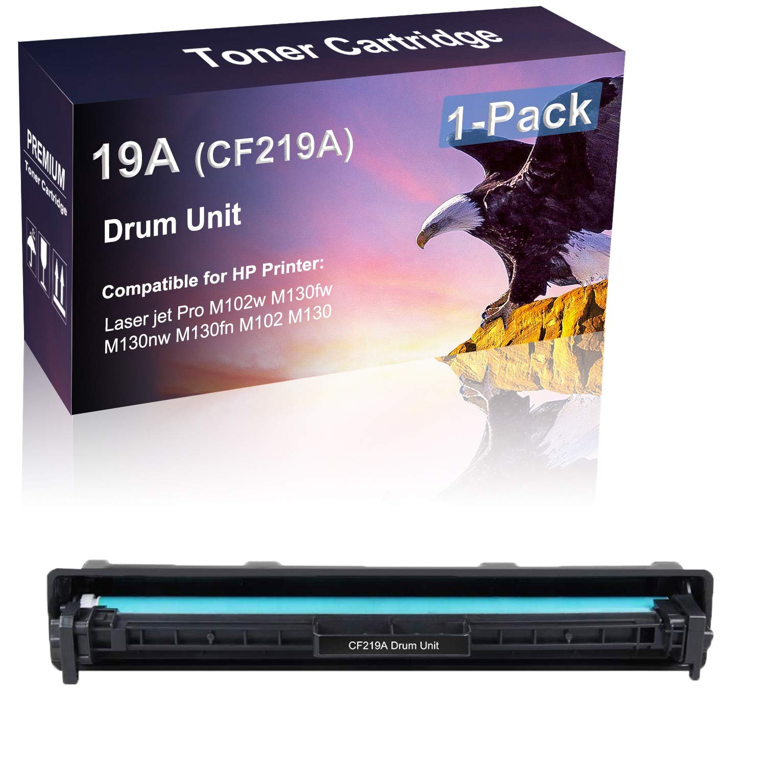 High Yield 19A CF219A Compatible Drum Unit (1 Pack, Black) for HP M102w & M130fw Printers - Perfect for Home & Office Printing Needs