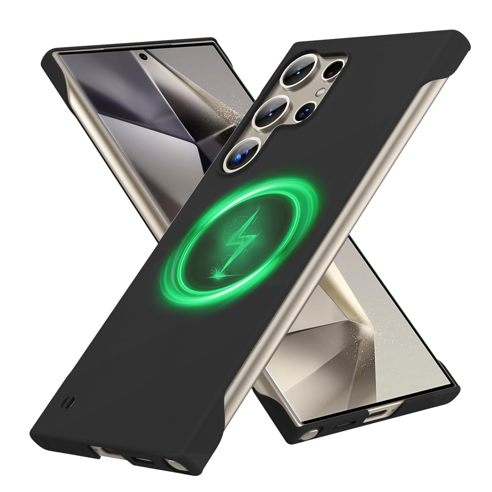 Magnetic Slim Case for Samsung Galaxy S24 Ultra 6.8 Inch (2024) - Ultra Thin Lightweight Durable Matte Hard Cover with Magsafe, Shockproof & Non-Slip Grip - Includes Pull Ring & Rope - Perfect for Daily Use, Travel & Outdoor Activities - Black