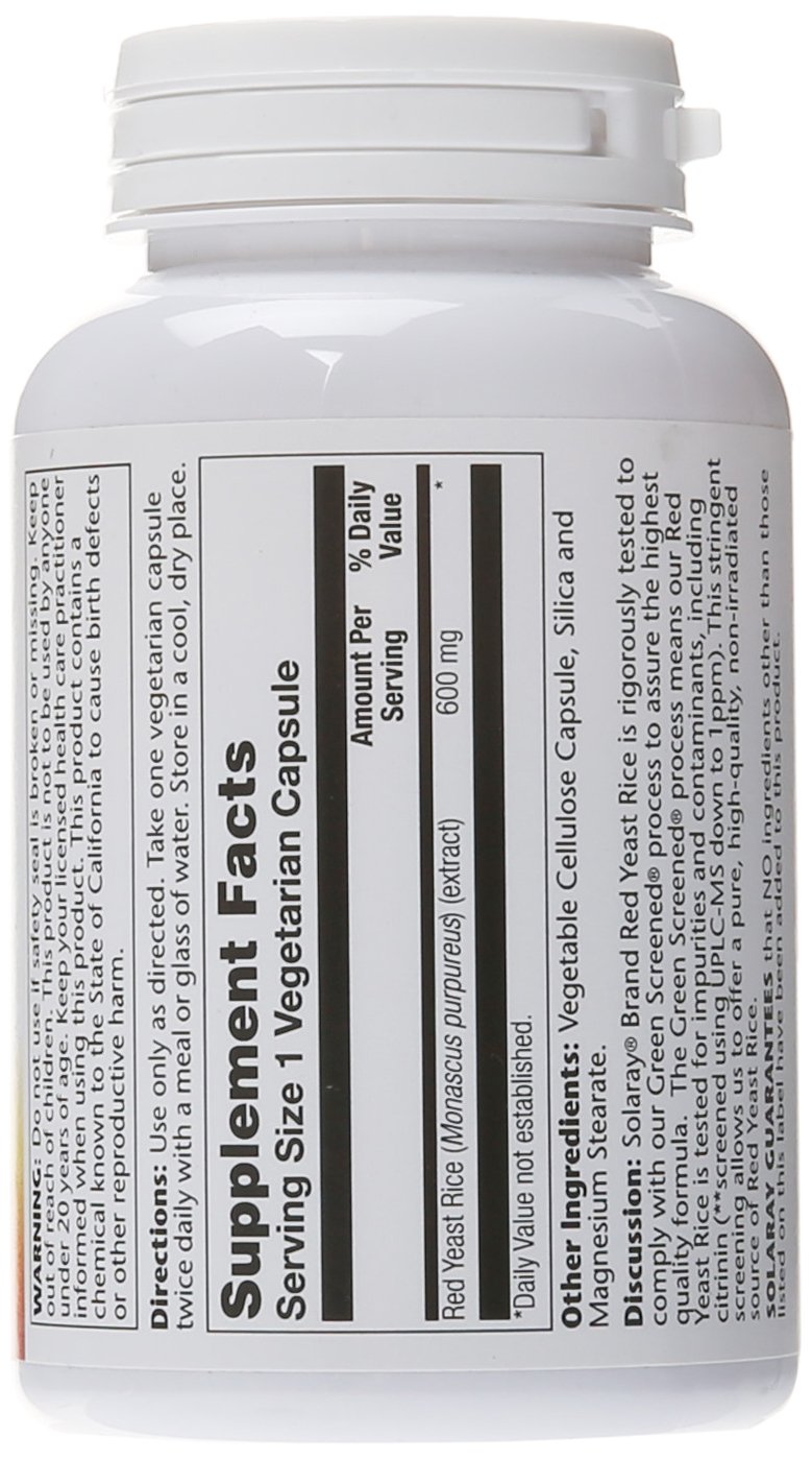 Solaray Red Yeast Rice Supplement 600mg - 120 Capsules | Supports Heart Health & Cholesterol Balance | Perfect for Daily Wellness Routine