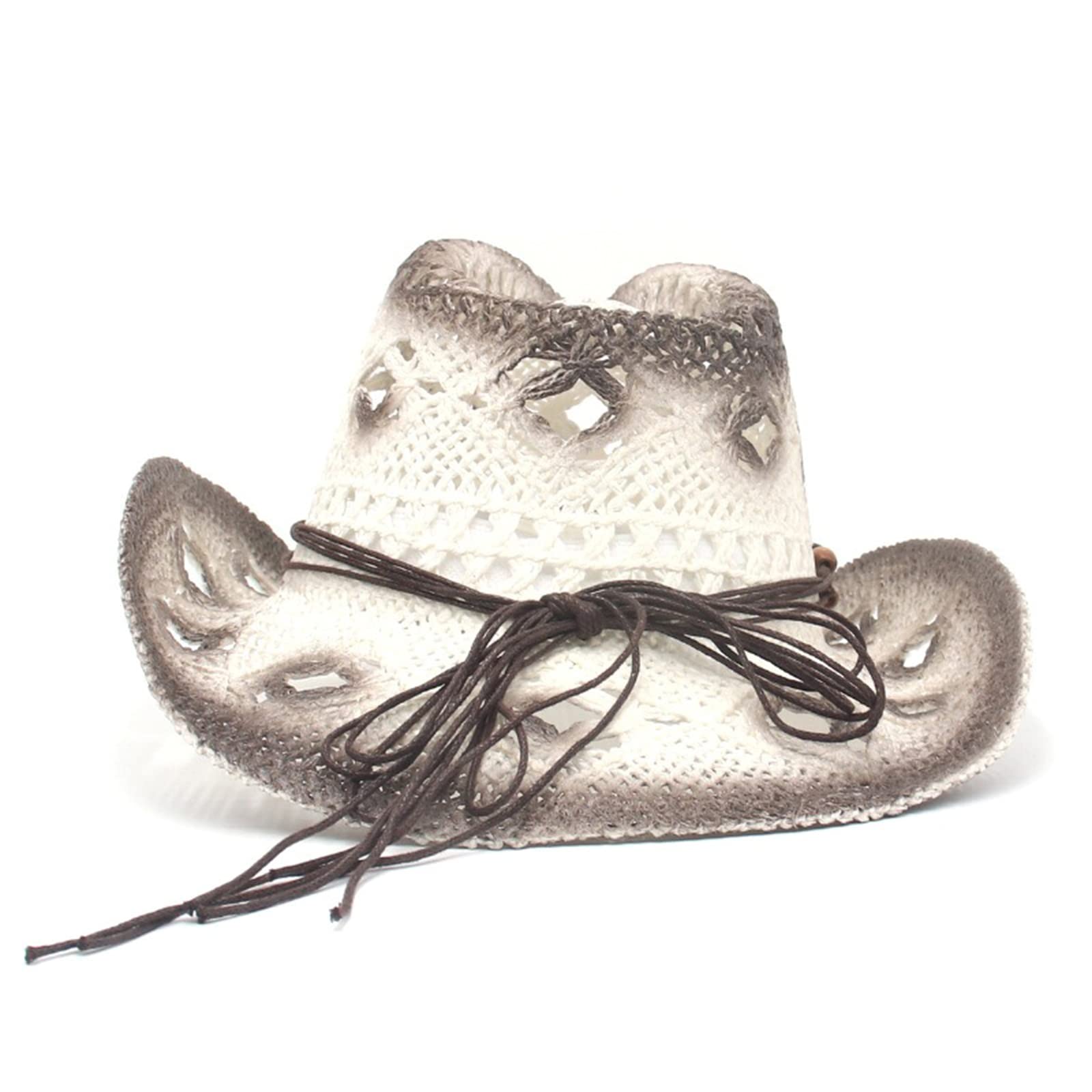 Chloefairy Unisex Straw Cowboy Hat for Women & Men - Wide Brim Western Cowgirl Hat with Decorative Band - Perfect for Rodeo, Beach, and Outdoor Summer Activities