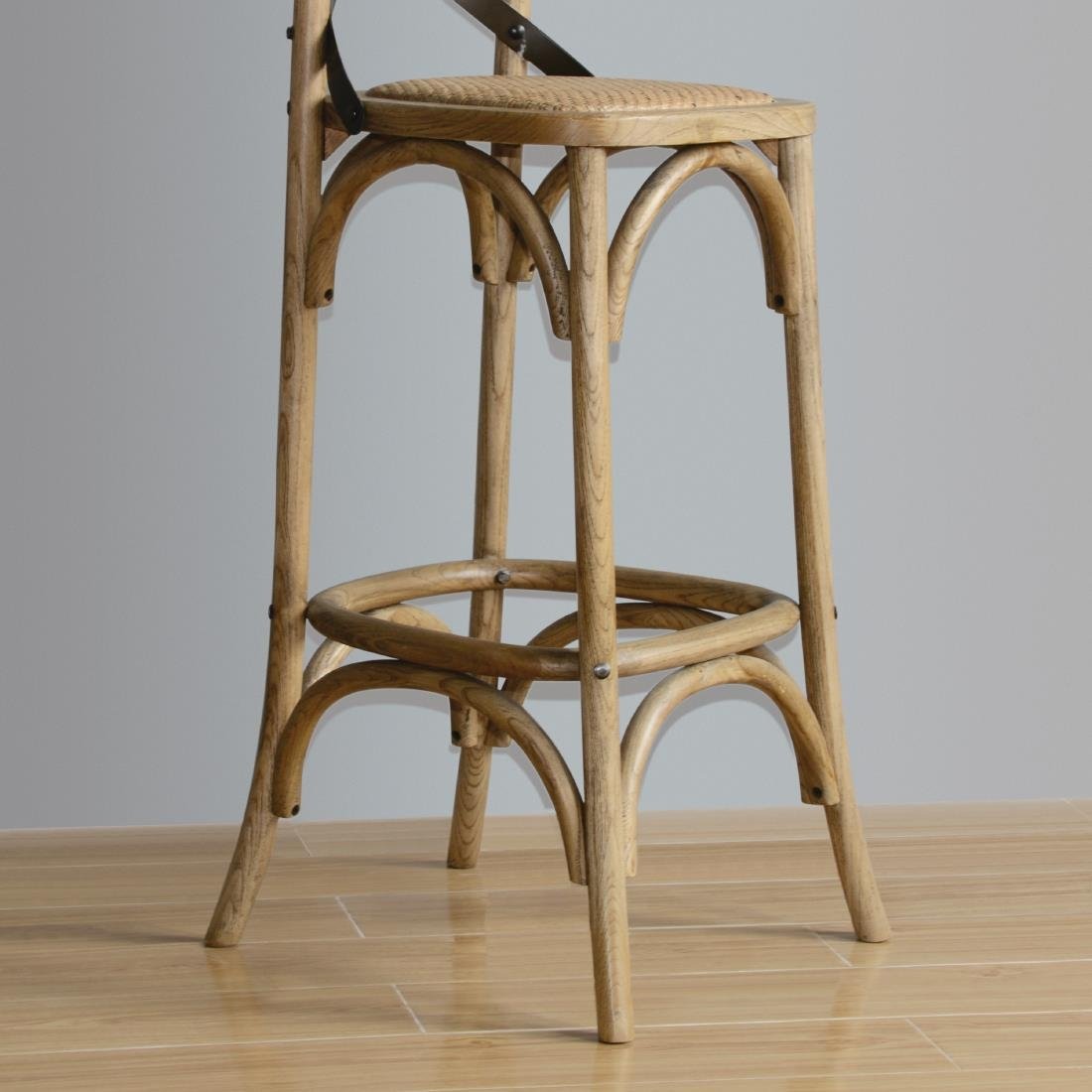 Bolero Wooden Bar Stool with Backrest - Rustic Solid Wood Counter Height Stool for Kitchen Island, Breakfast Bar & Home Decor - Comfortable & Durable Dining Chair