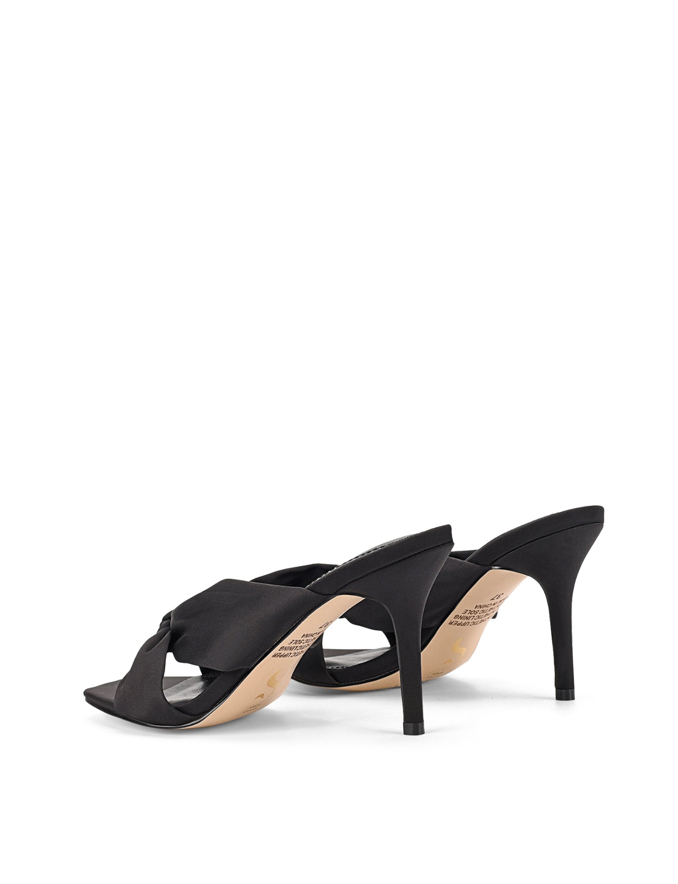 Nicola Satin Knot Mules - Black Satin Slip-On Shoes for Women | Comfortable & Stylish | Perfect for Casual Outings, Office Wear & Special Occasions