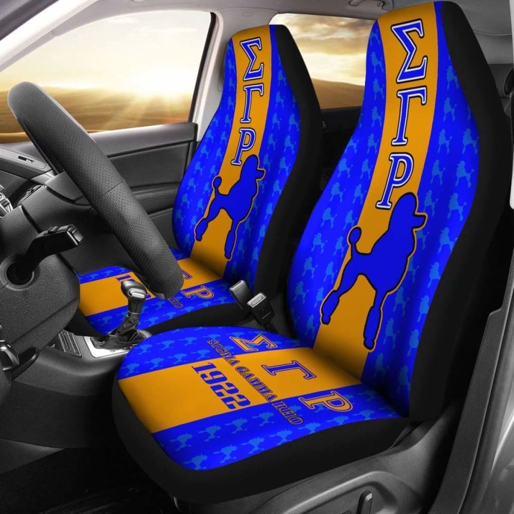 Premium African Print Car Seat Covers with Sigma Gamma Rho Poodle Symbol - Stylish & Durable 110424 Design for SUVs, Sedans & Trucks - Perfect for Sorority Events, Road Trips & Daily Commute