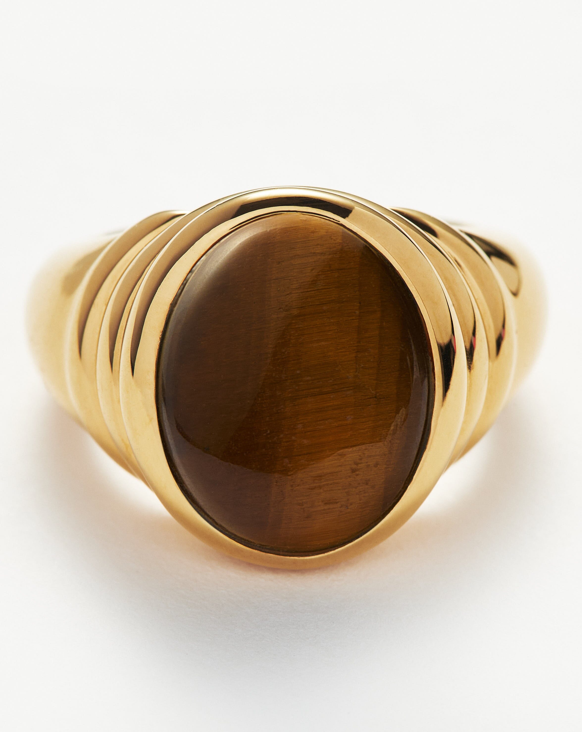 Savi Ridge Oval Gemstone Chunky Ring - 18k Gold Vermeil & Tiger's Eye Statement Jewelry for Women | Perfect for Everyday Wear, Boho Fashion & Gift Giving