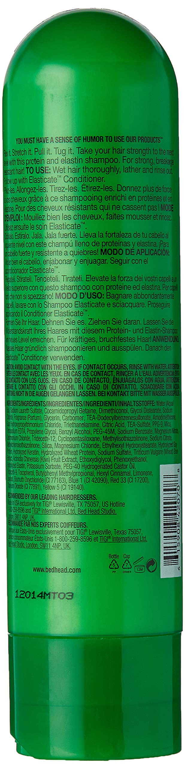 TIGI Bed Head Elasticate Strengthening Shampoo for Damaged Hair - 8.45 oz | Repair & Volumize Hair | Salon-Quality Shampoo for Women & Men | Perfect for Daily Use & Hair Recovery