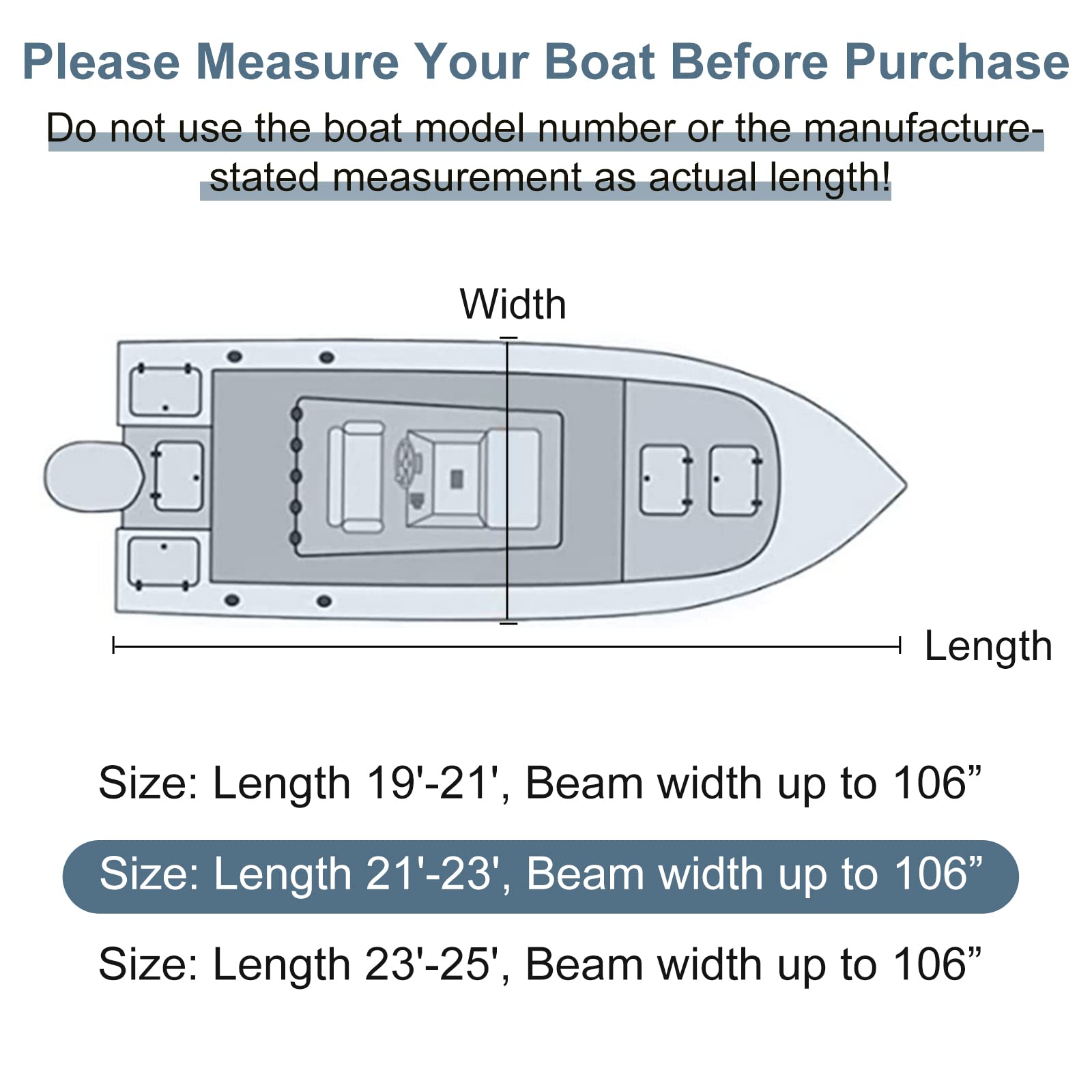 900D Heavy-Duty Waterproof Boat Cover for 21'-23' Center Console Boats with T-Top - Fade-Proof, UV-Resistant Marine Cover with 21 Windproof Straps & Motor Protection - Ideal for Trailering, Mooring & Outdoor Boat Storage