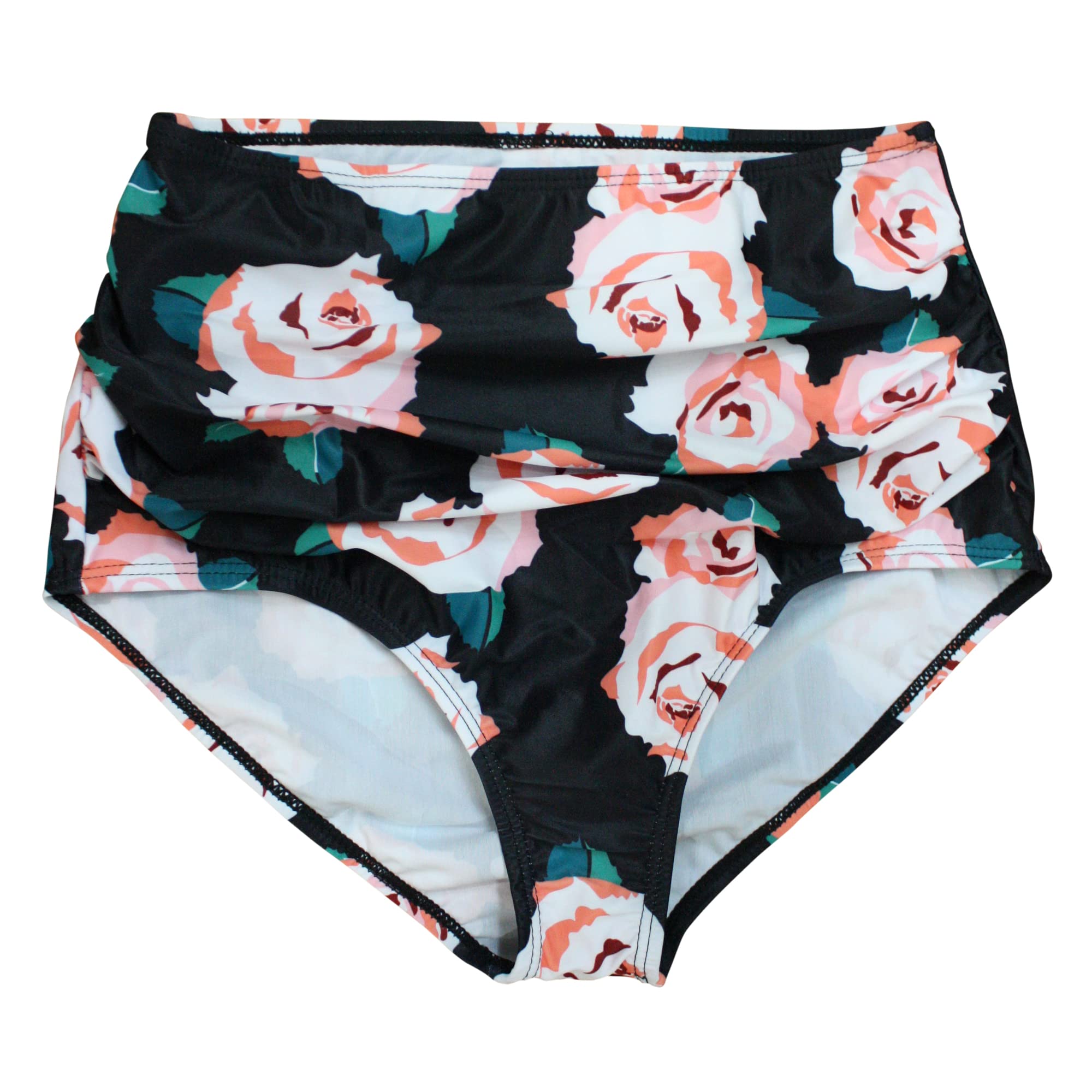 Women's 3-Piece Tankini Swimwear Set - Green, White & Coral Floral Bikini Top + Bottom Bundle | Perfect for Beach Vacations, Pool Parties & Summer Getaways