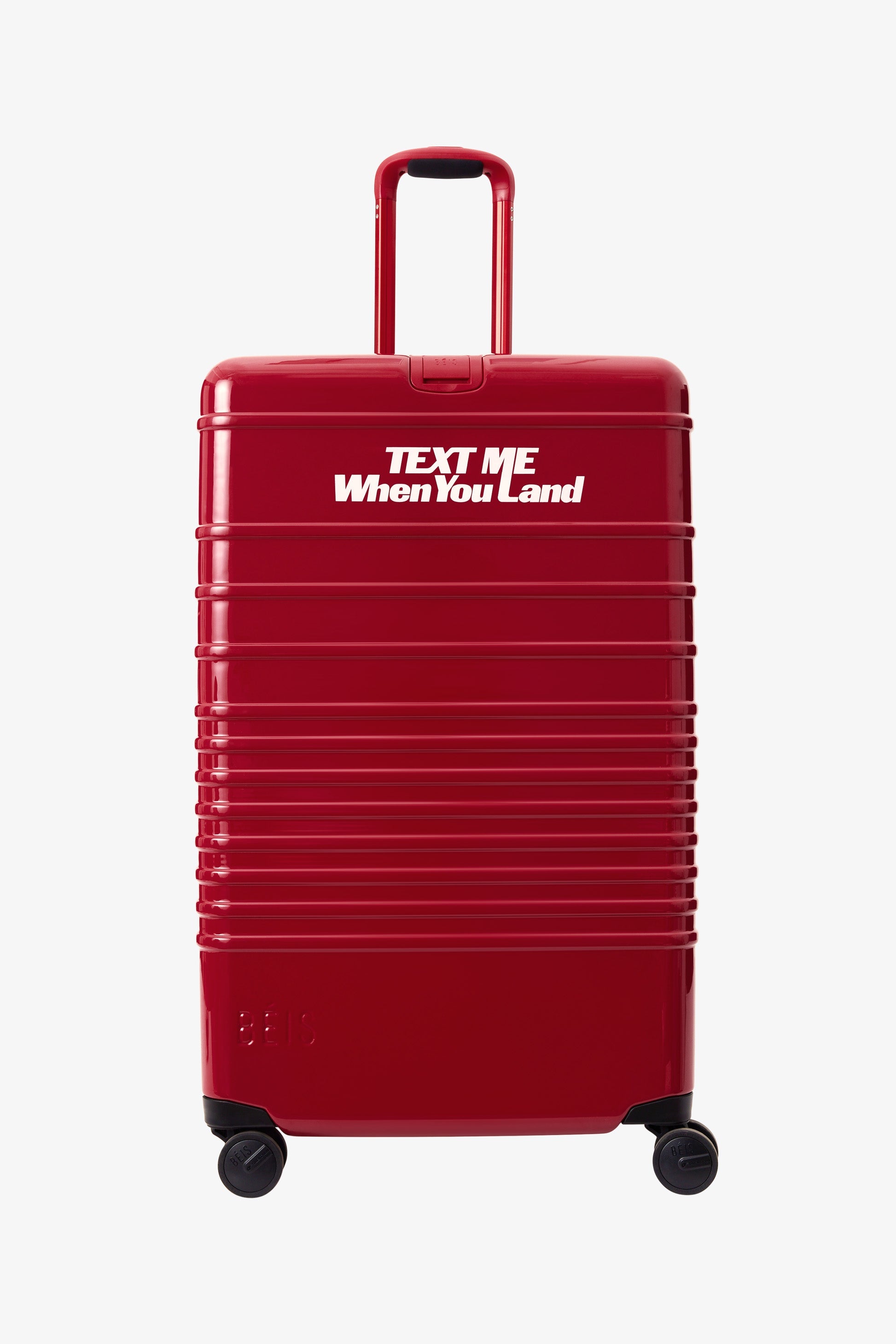 Large Check-In Roller Suitcase in Text Me Red - Perfect for Air Travel, Business Trips & Vacation Luggage
