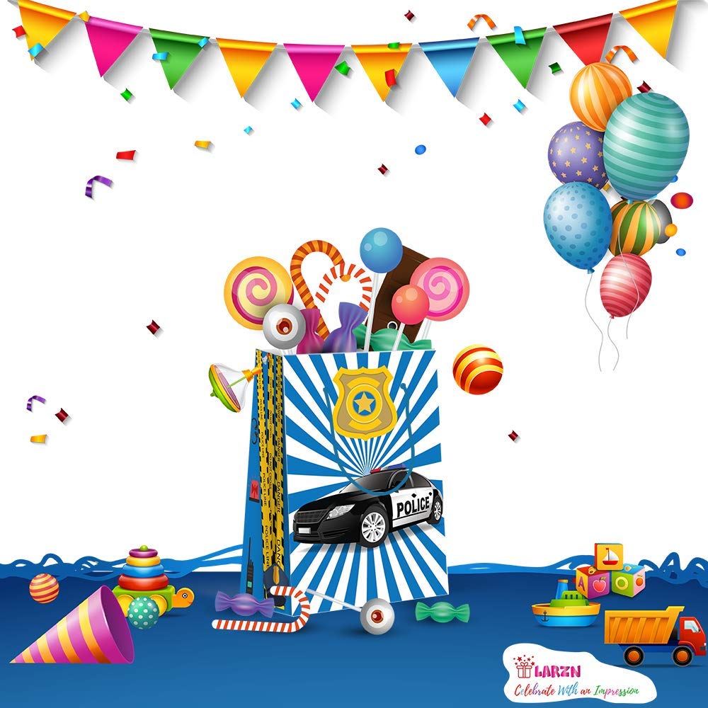 Premium Police Party Favor Bags - 12 Pack Police Car Themed Treat & Gift Bags for Birthday Parties, Baby Showers & Law Enforcement Celebrations - Party Supplies & Decorations for Kids & Adults