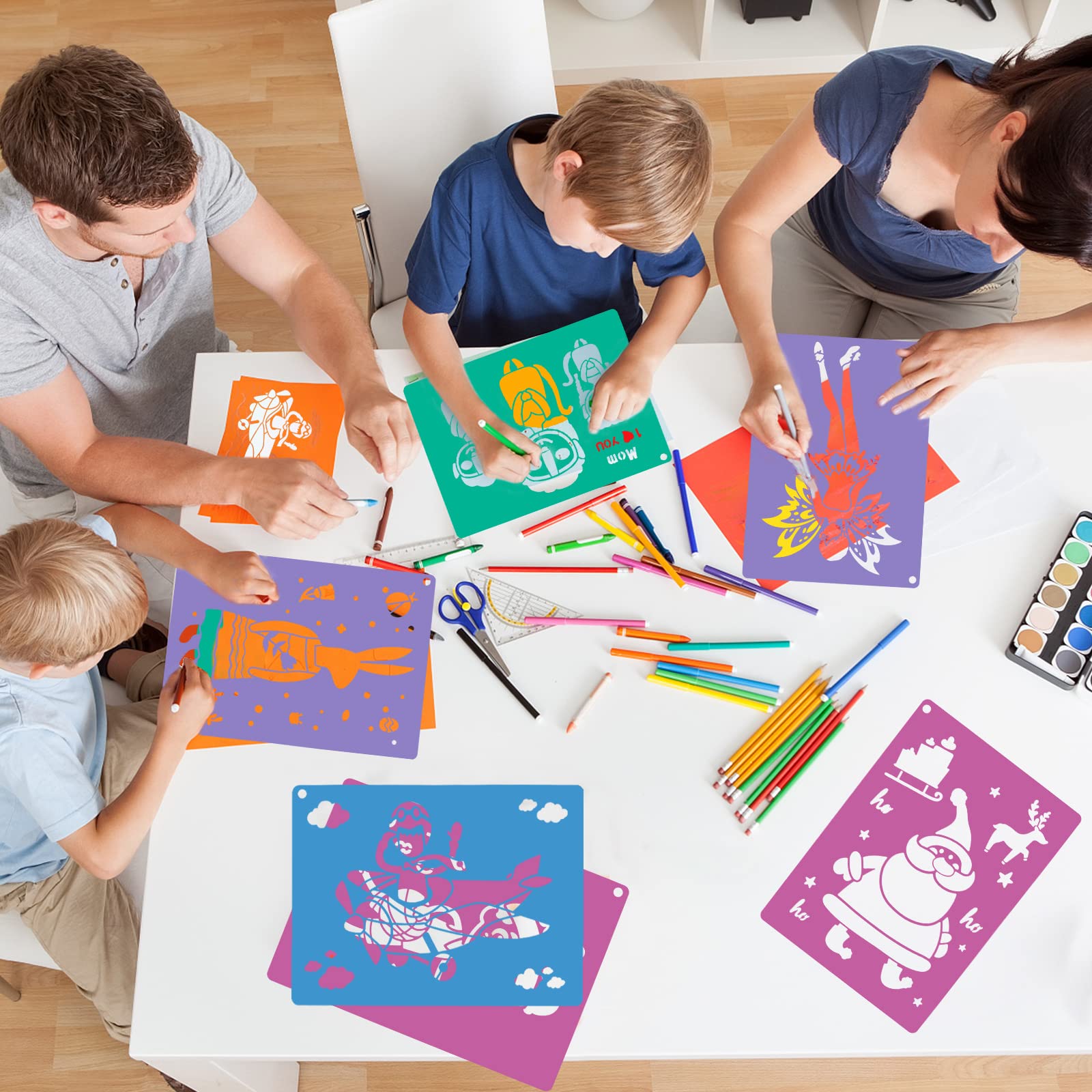 30 PCS Large Colorful Sidewalk Chalk Stencils for Kids - 7 x 9.85 Inch Reusable Drawing Templates, Washable Craft Fun for Outdoor Play, Birthday Parties & DIY Art Projects