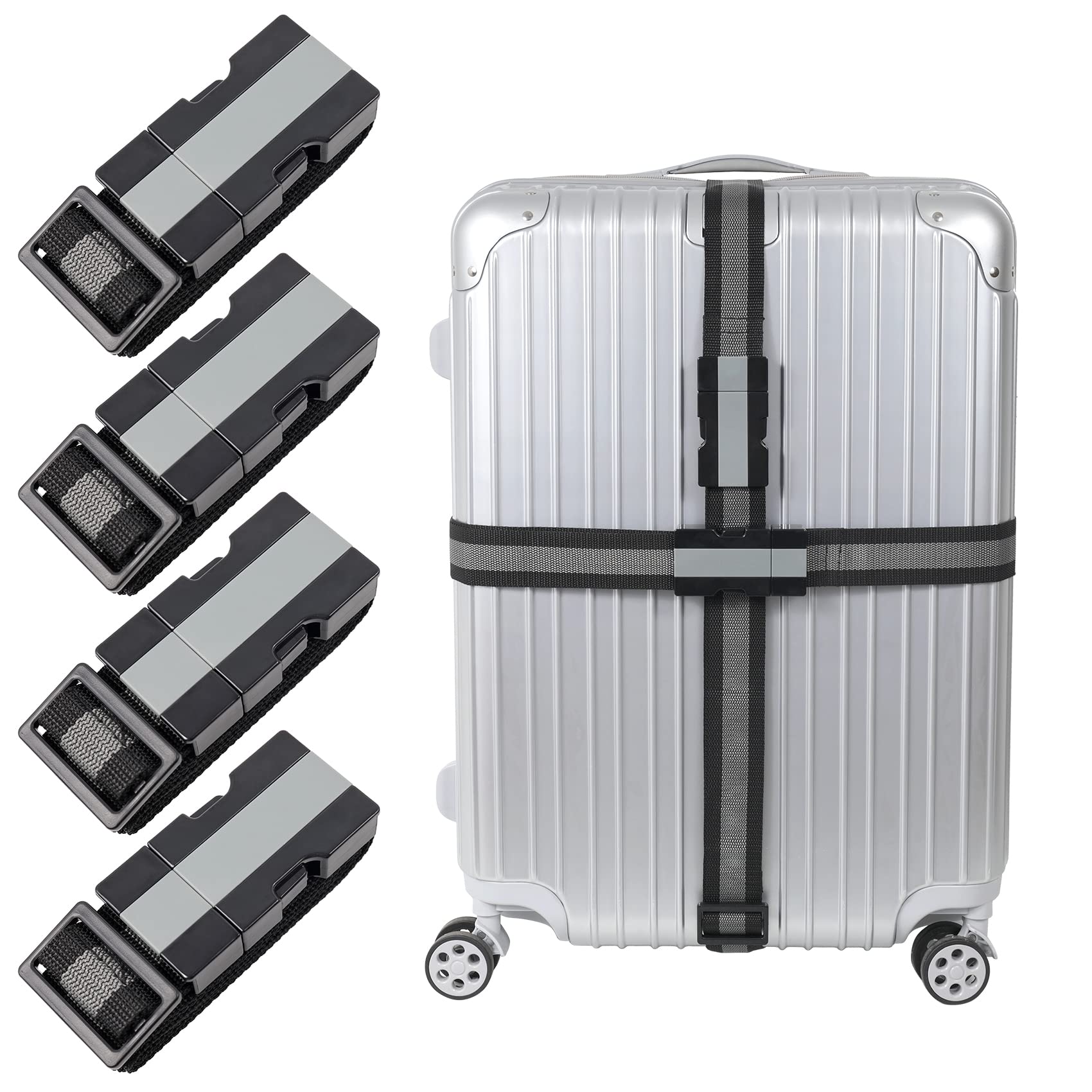 TSA Approved Adjustable Luggage Straps with Quick-Release Buckle - Secure Travel Suitcase Belt for Airplanes, Cruise Ships & Train Trips