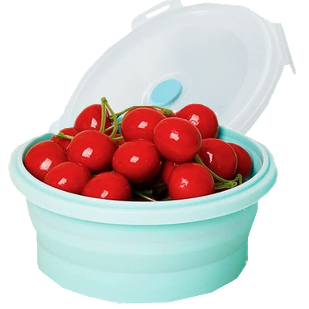 3-Pack Collapsible Silicone Food Storage Containers with Lids - 17oz (500ml) Microwave, Freezer & Dishwasher Safe - Space-Saving Foldable Lunch Bowls for Meal Prep, Office Lunch & Camping