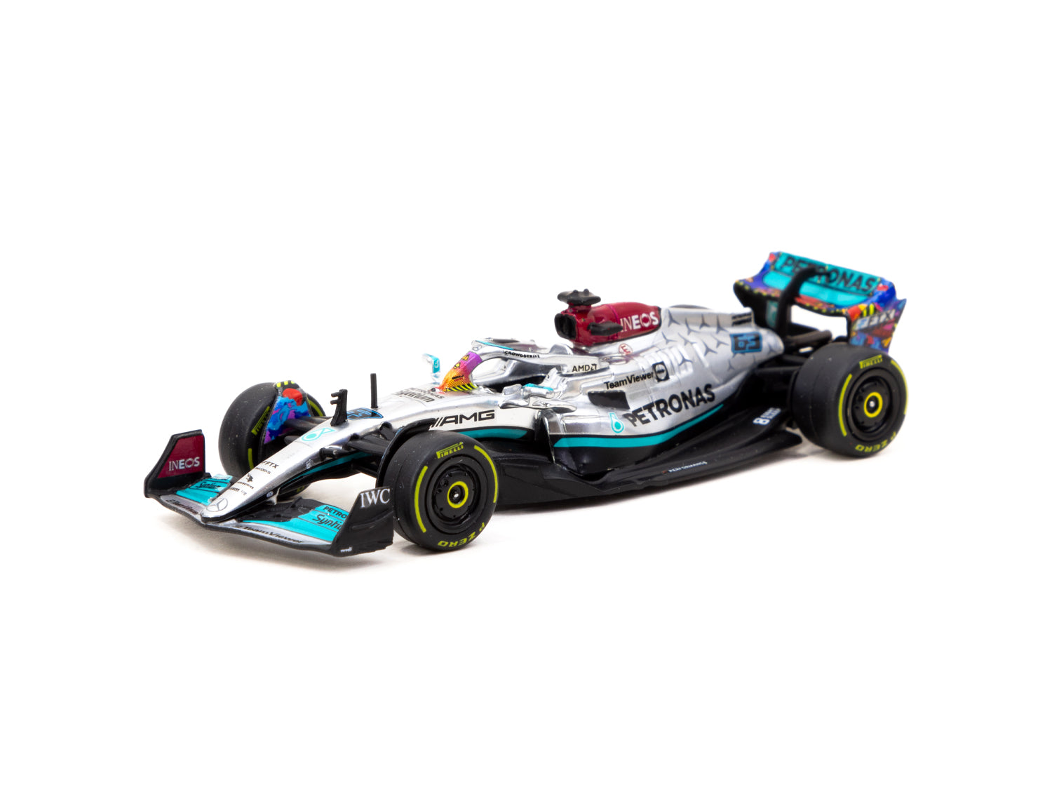 Tarmac Works X iXO Models 1/64 Mercedes AMG F1 W13 E Performance Miami Grand Prix 2022 #63 George Russell Diecast Car - Collectible F1 Racing Model for Display & Racing Enthusiasts