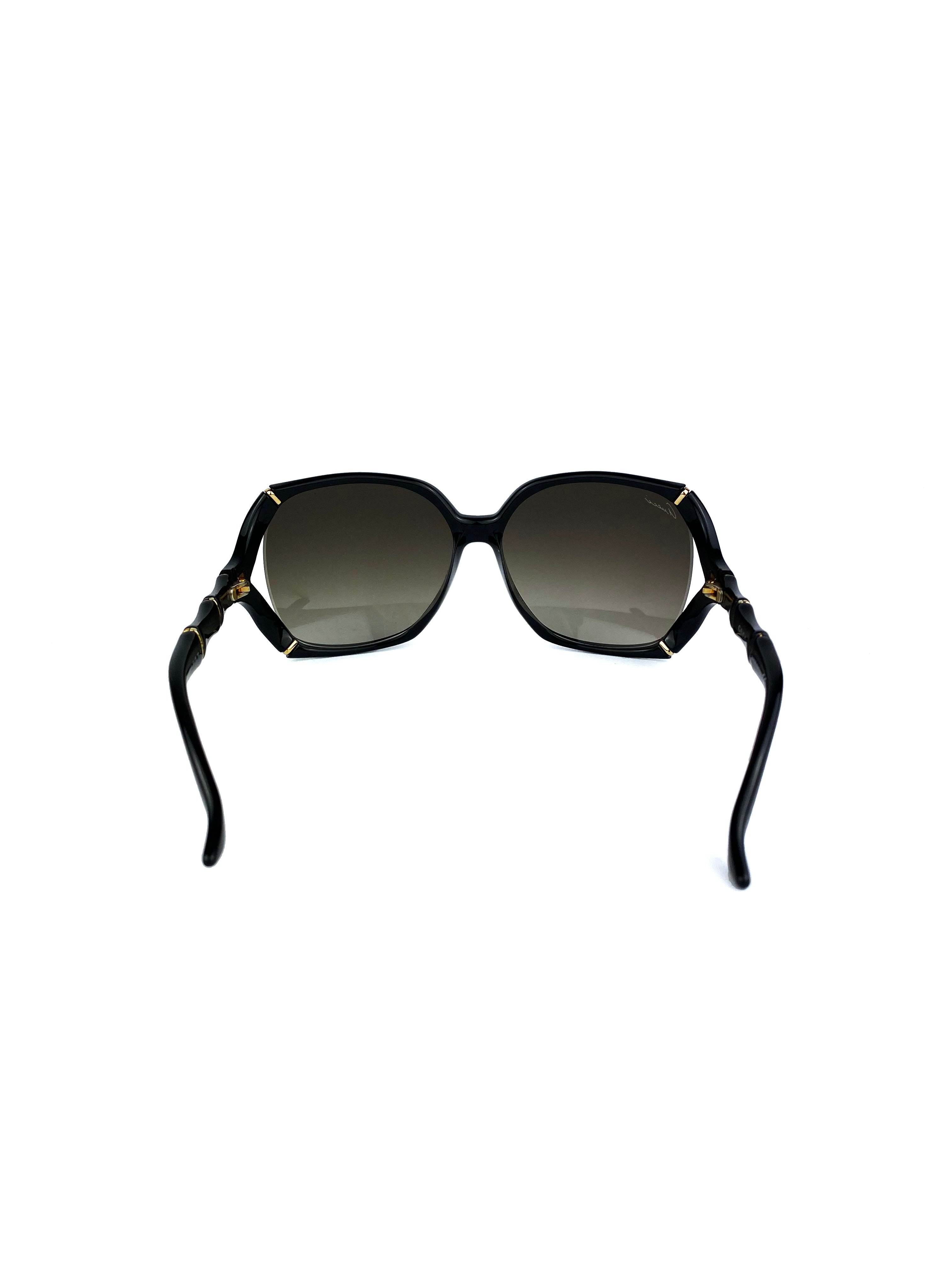 Gucci Black Bamboo Effect Oversized Sunglasses for Women - UV Protection Fashion Sunglasses for Outdoor, Beach & Driving
