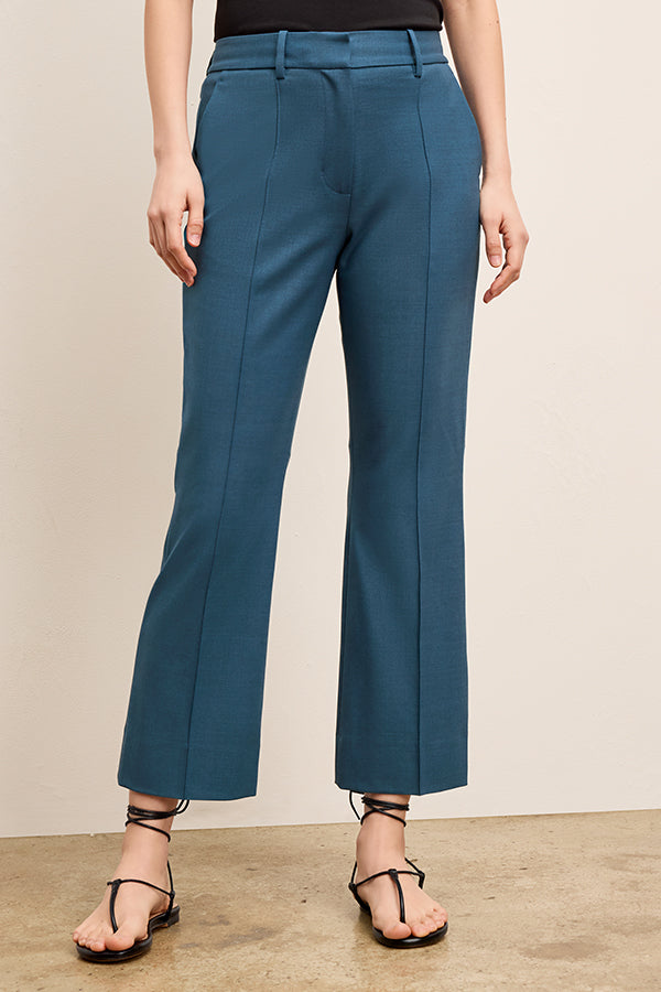 Tessa Kick Flare Trouser - Washable Wool Twill Pants for Women in Bluebell | Comfortable & Stylish Office Wear & Casual Outfits