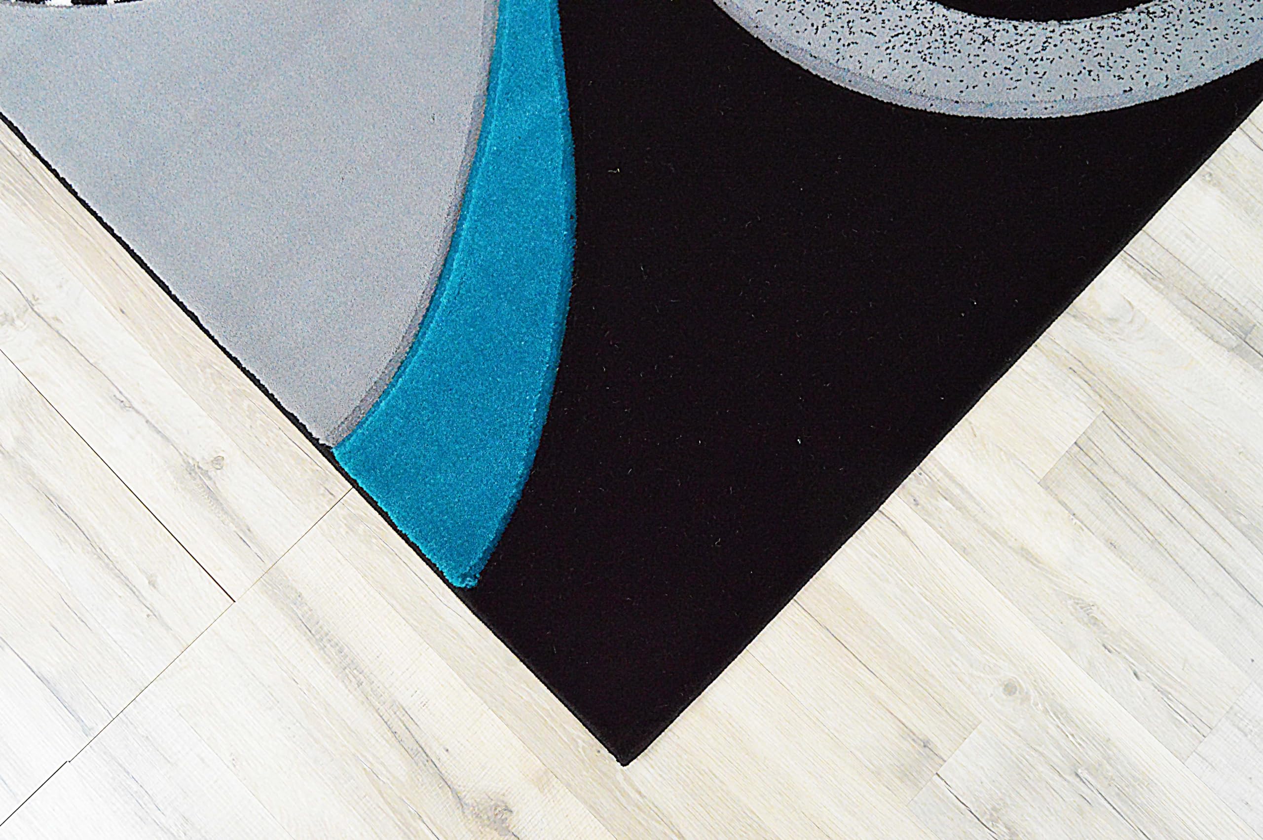Abstract Modern Area Rug 8x10 ft - Contemporary Large Premium Thick Carpet in Turquoise (1504) - Perfect for Living Room, Bedroom & Home Decor