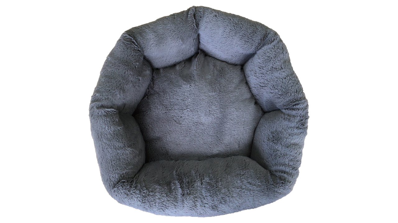 Brooklands Cozy Round Pet Bed - 53cm Grey Plush Dog Bed & Cat Bed for Small Medium Pets - Perfect for Indoor Lounging, Crate Training & Comfortable Napping