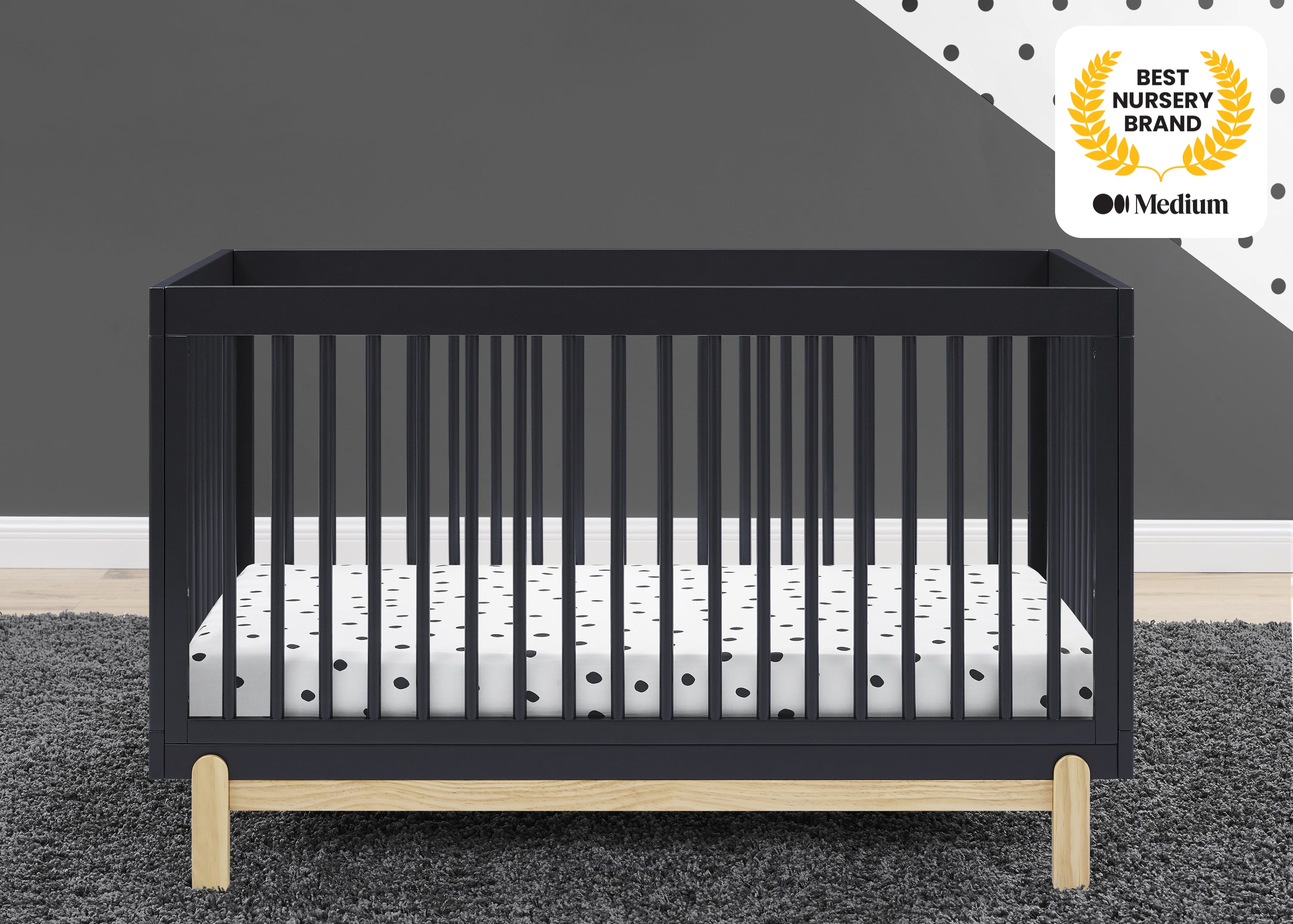 Poppy 4-in-1 Convertible Baby Crib - Toddler Bed, Daybed & Full-Size Bed | Safe & Stylish Nursery Furniture for Newborns to Teens | Perfect for Bedrooms, Daycare & Guest Rooms