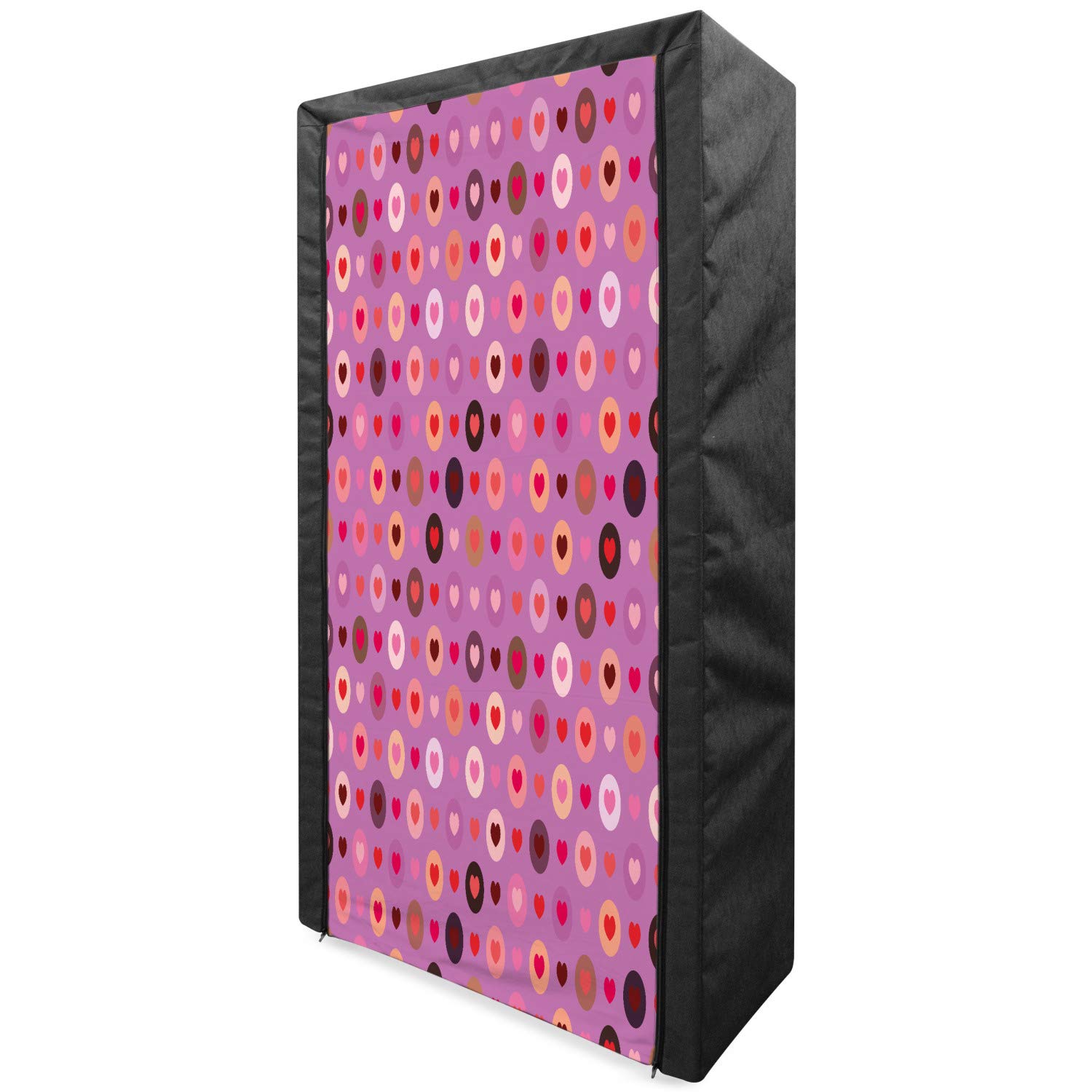 Ambesonne Abstract Portable Fabric Wardrobe with Love Heart Design - 33.5