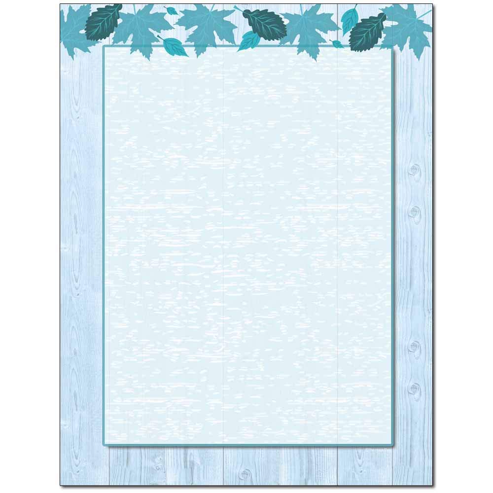 Premium Blue Letterhead Printer Paper - 100 Sheets for Laser & Inkjet - Autumn Themed Stationery for Business Correspondence, Office Use & Professional Documents