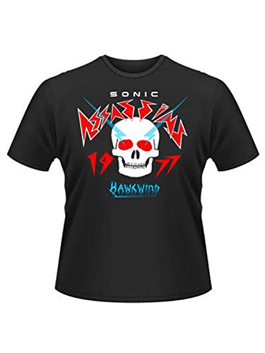 Official Hawkwind Sonic Assassins Men's Black T-Shirt - Medium Size 100% Cotton Band Tee for Concerts & Rock Music Fans
