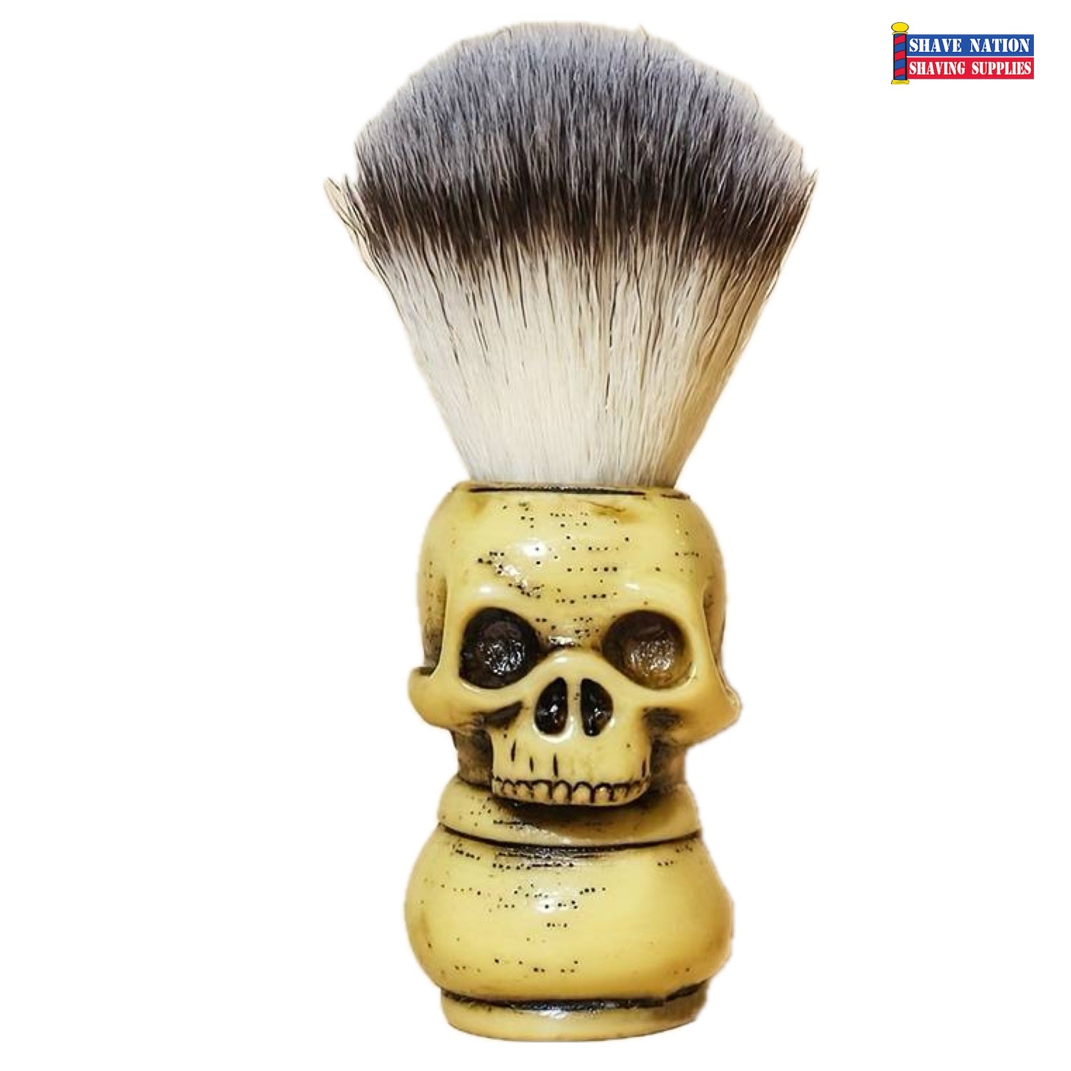 Premium Synthetic Shaving Brush with Ergonomic Skull Handle - Soft Bristles for Smooth Shaving - Perfect for Wet Shaving & Travel Grooming Kits