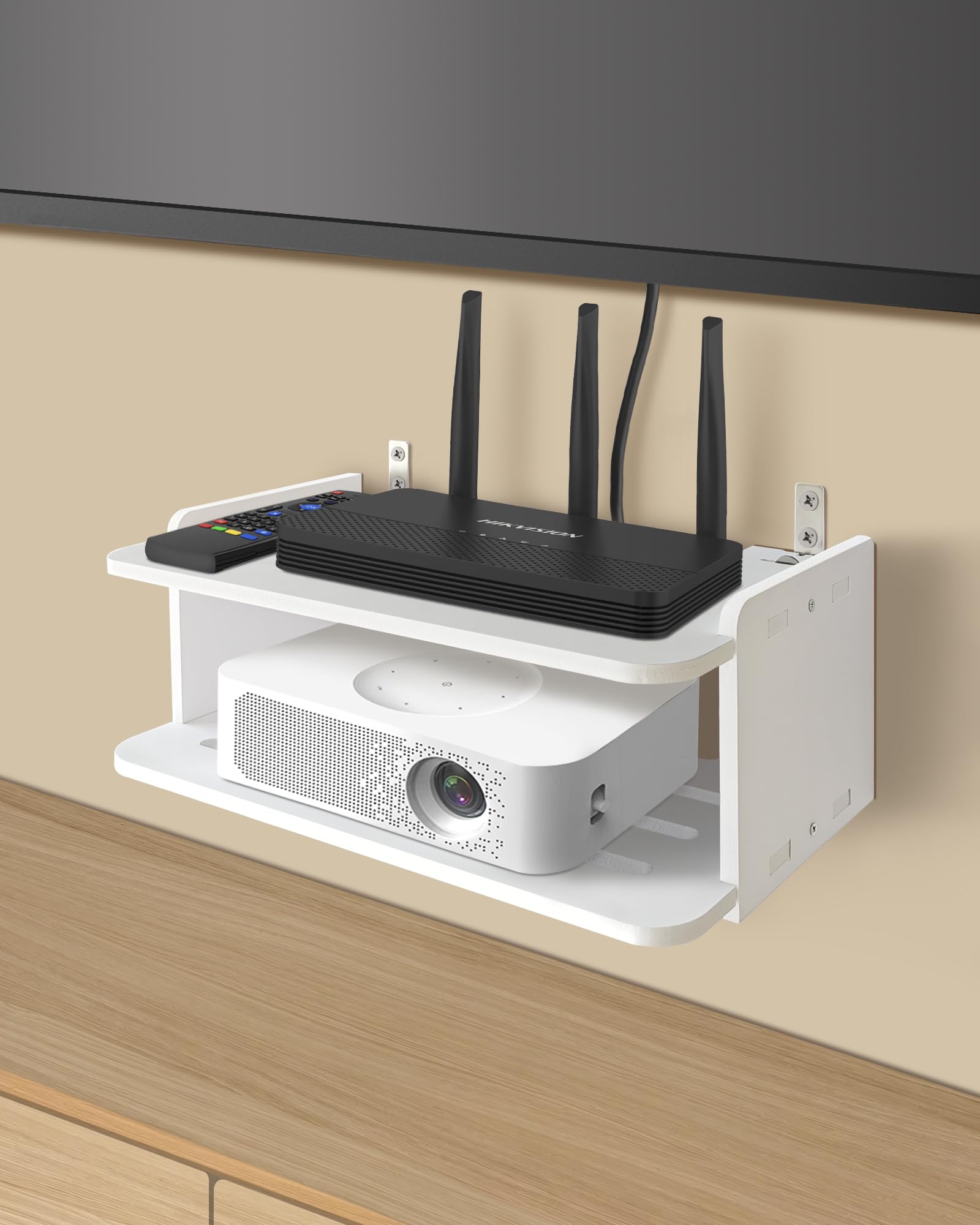 Wall Mount Floating Projector Shelf - Universal Wall Router Shelf for Xbox Series S/X, PS5, PS4 - Space Saving Gaming Console Shelf - Perfect for Home Theater & Living Room Organization