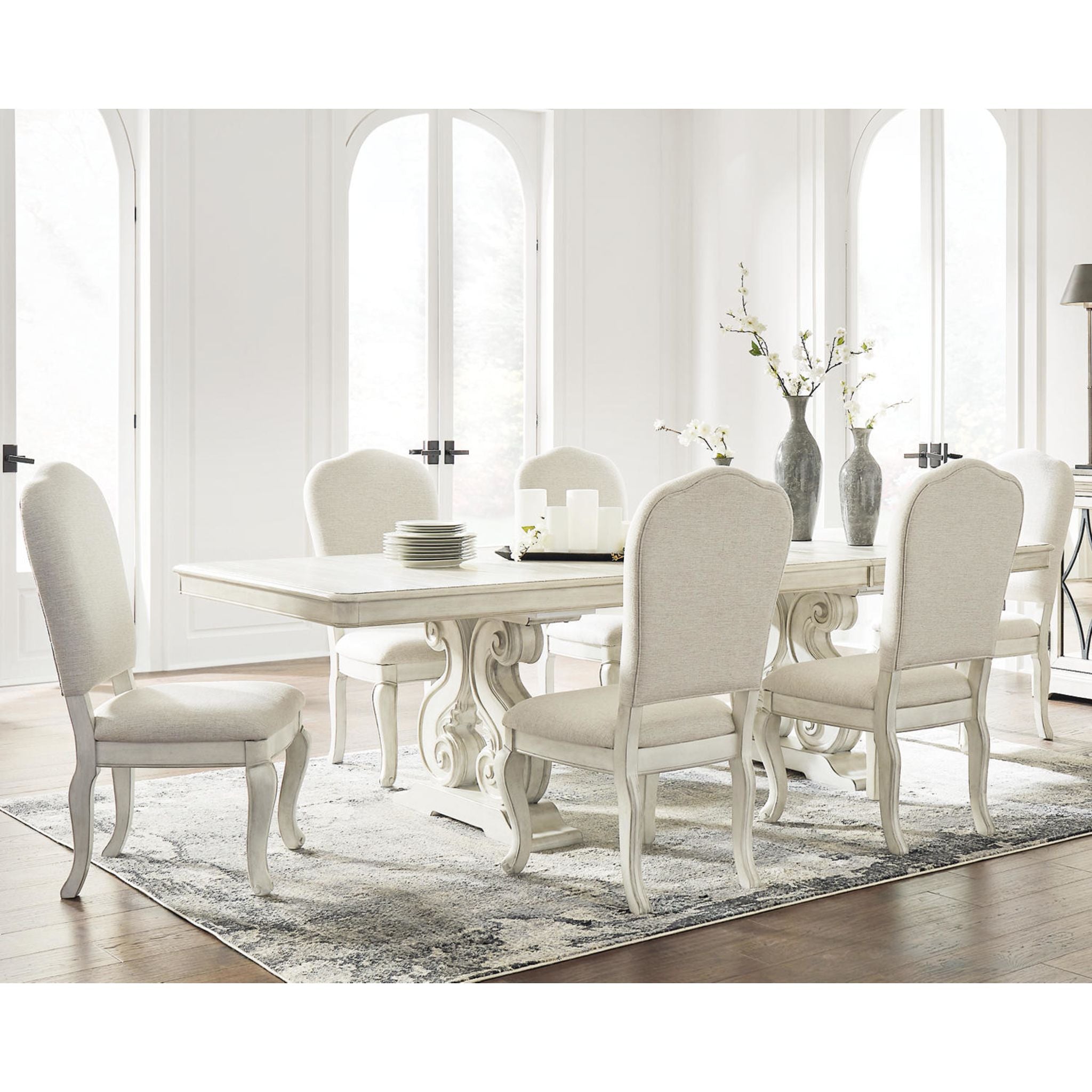 Arlendyne 5-Piece Modern Dining Set - Round Glass Table & 4 Upholstered Chairs for Kitchen, Breakfast Nook & Small Spaces