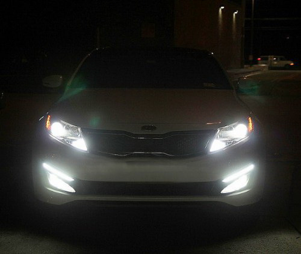 Glossy Black Bezel 12 LED Daytime Running Lights - Direct Fit for 2011-2013 Kia Optima | DRL Lights for Improved Visibility & Style | Perfect for Daily Commute & Night Driving