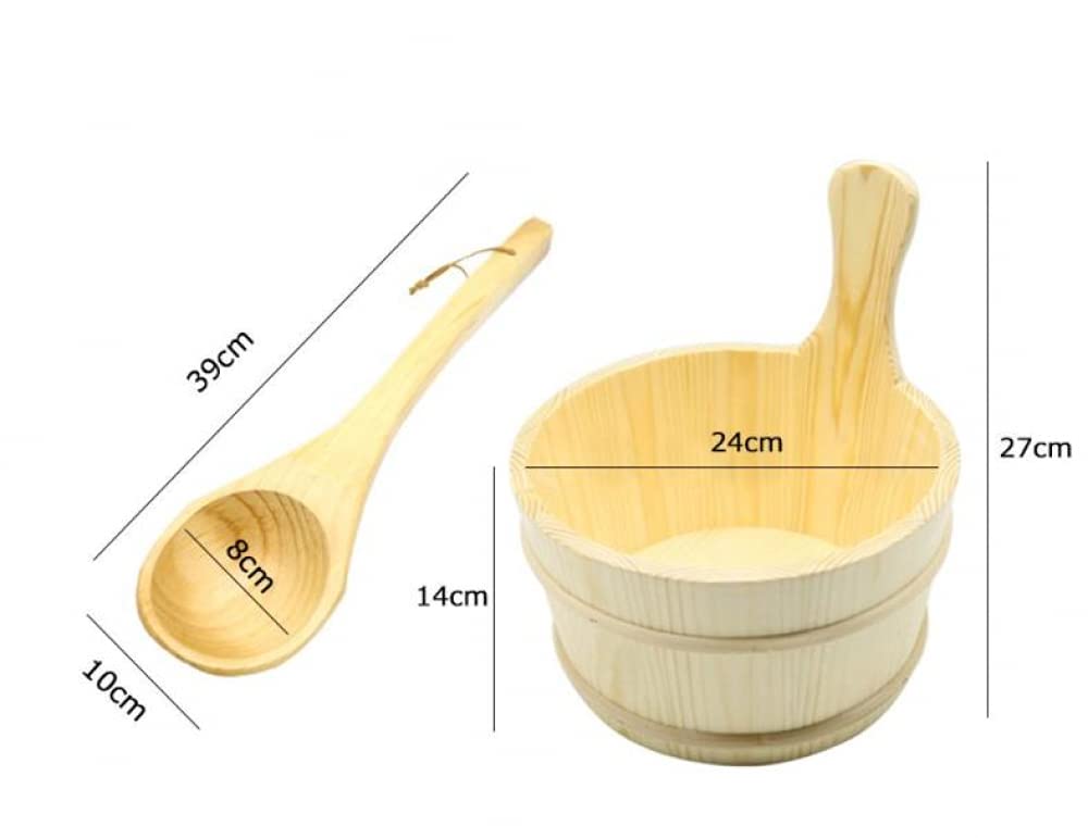 Handmade Wooden Sauna Bucket and Ladle Set with Liner - Premium Steam Room & Bath Accessories for Relaxation, Spa Day, and Home Sauna Therapy