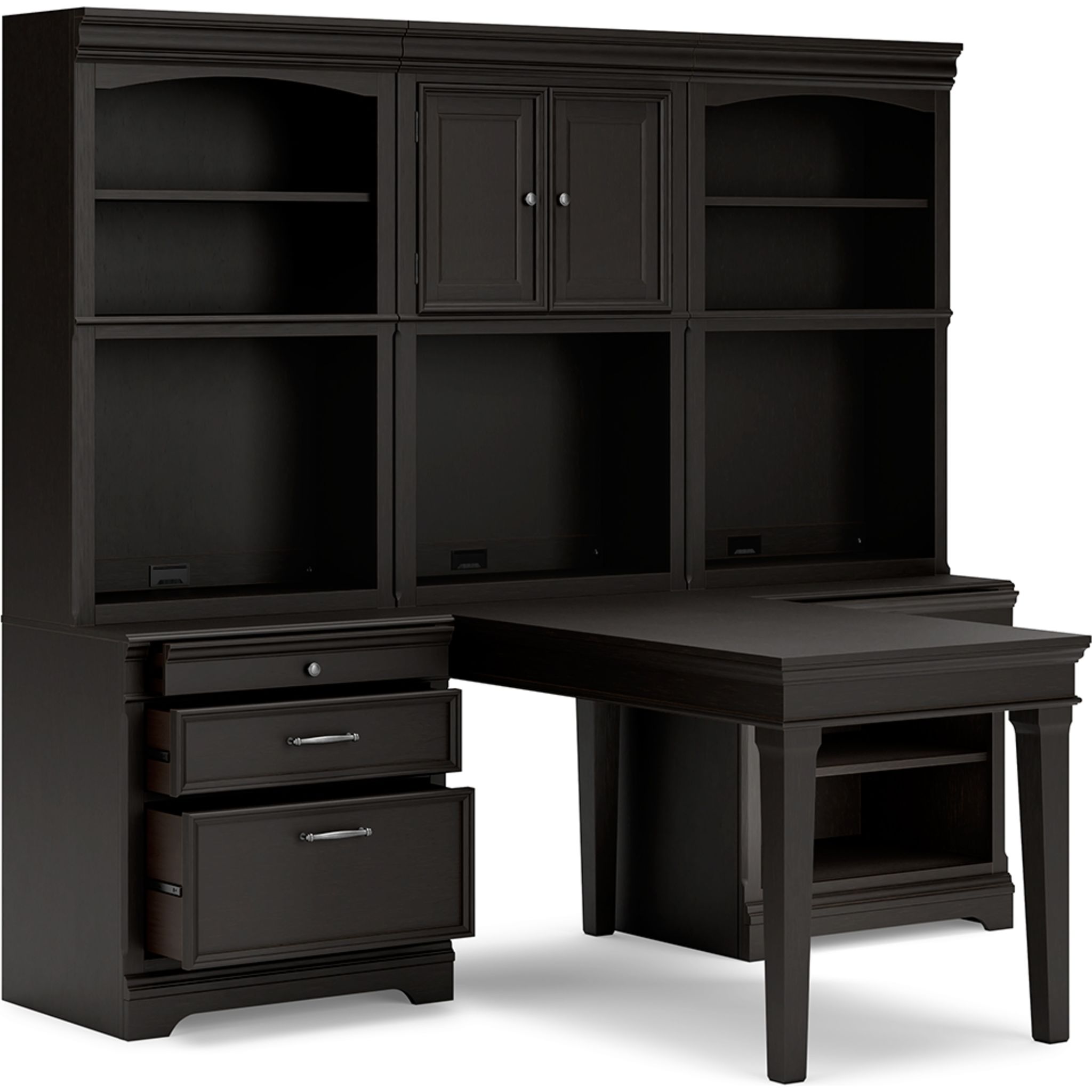 Beckincreek 6-Piece Black Home Office Furniture Set - Desk, Chair & Storage for Modern Workspace & Study Room