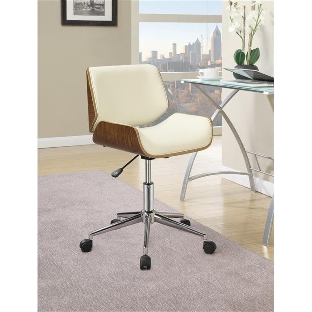 L-Shaped Desk and Office Chair Set in Gray Driftwood/Ecru - Home Square 2-Piece Home Office Furniture for Small Spaces, Gaming & Remote Work