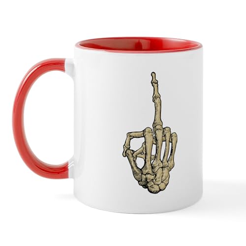 White/Red Inside - Skeleton Middle Finger Mug