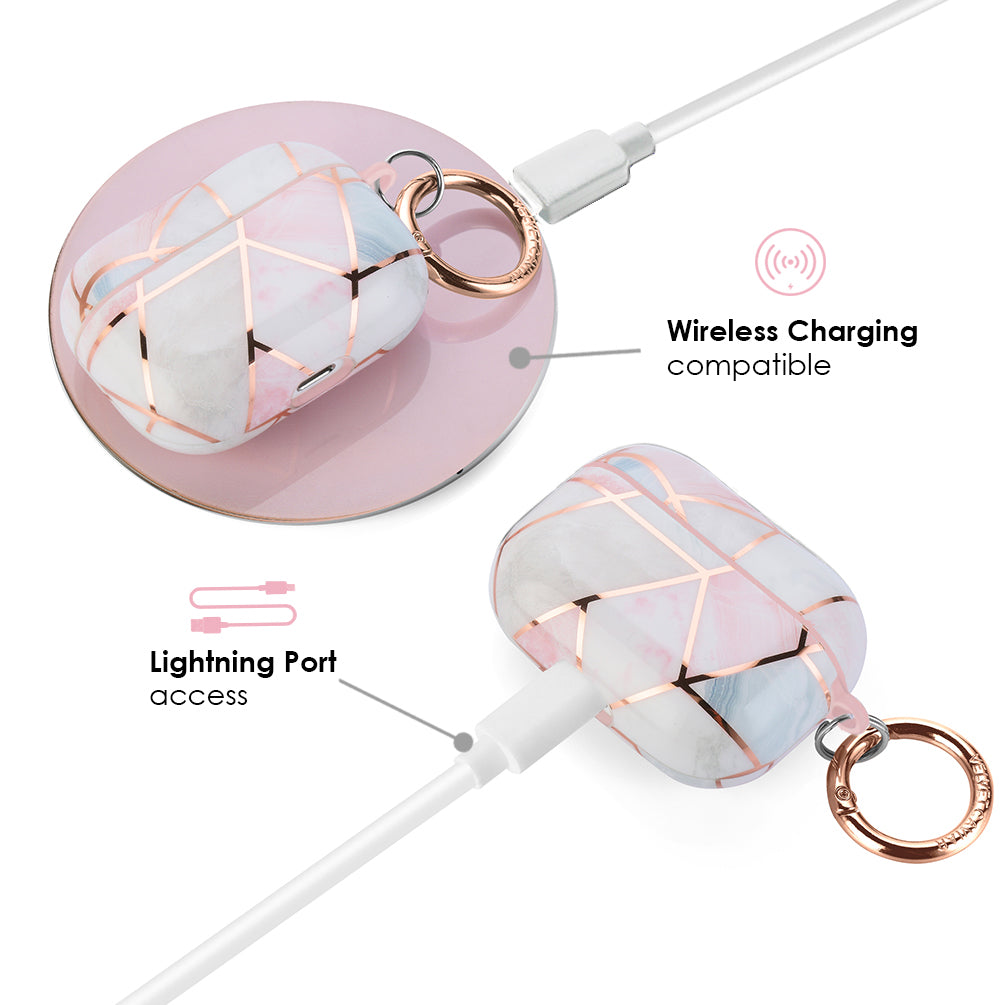 Stylish Geometric Marble AirPods Case - Trendy Protective Cover for AirPods 1/2/3 & Pro - Perfect for Travel, Work & Everyday Use