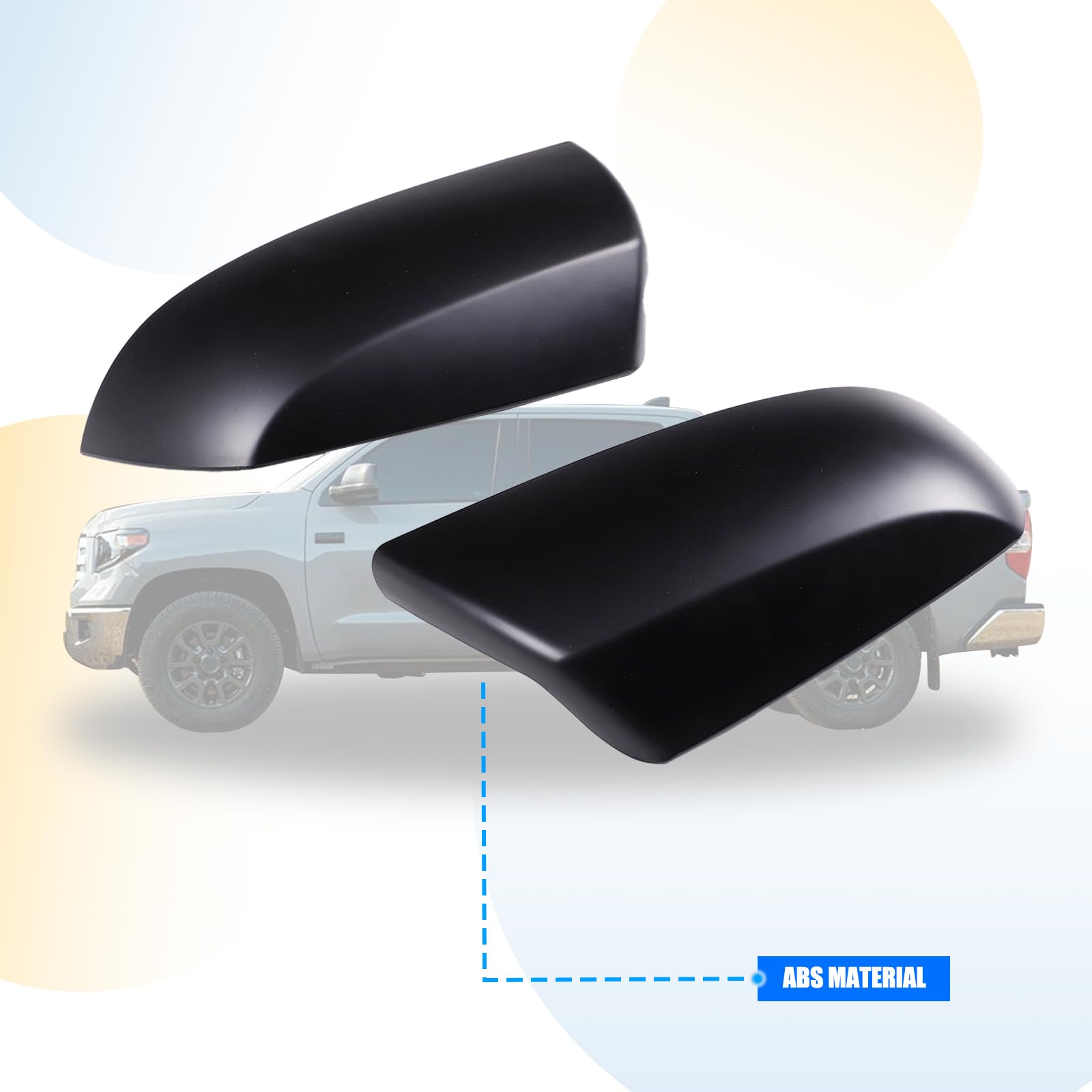 ABS Matte Black Side Mirror Cover Trim Sticker for Toyota Tundra 2007-2021 & Sequoia 2008-2020 - 2pcs - Durable Exterior Protection & Style Upgrade for Pickup Trucks and SUVs