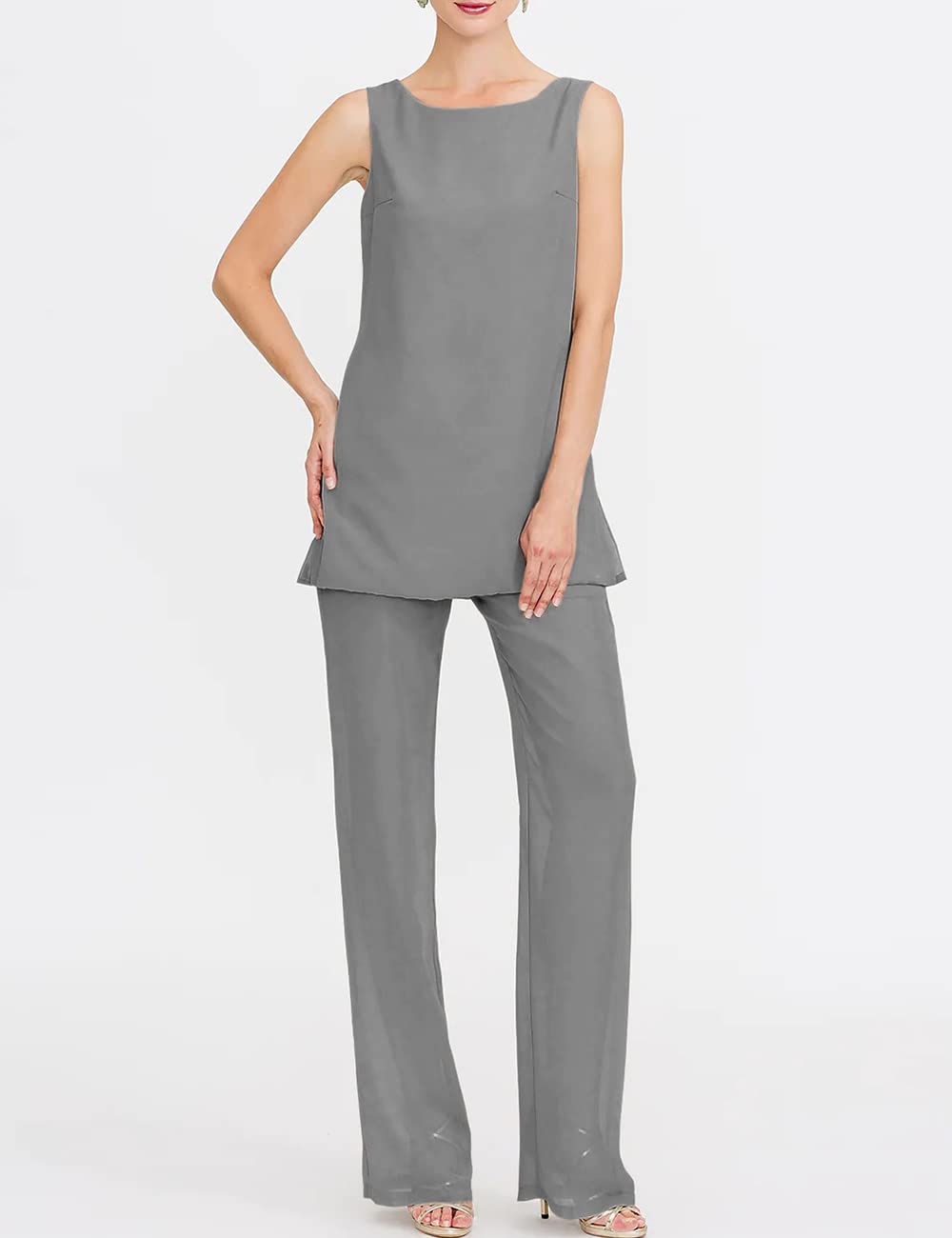 Elegant 3-Piece Chiffon Mother of The Bride Pant Suits Set - Formal Wedding Outfit & Evening Gown for Women | Perfect for Weddings, Parties & Special Occasions