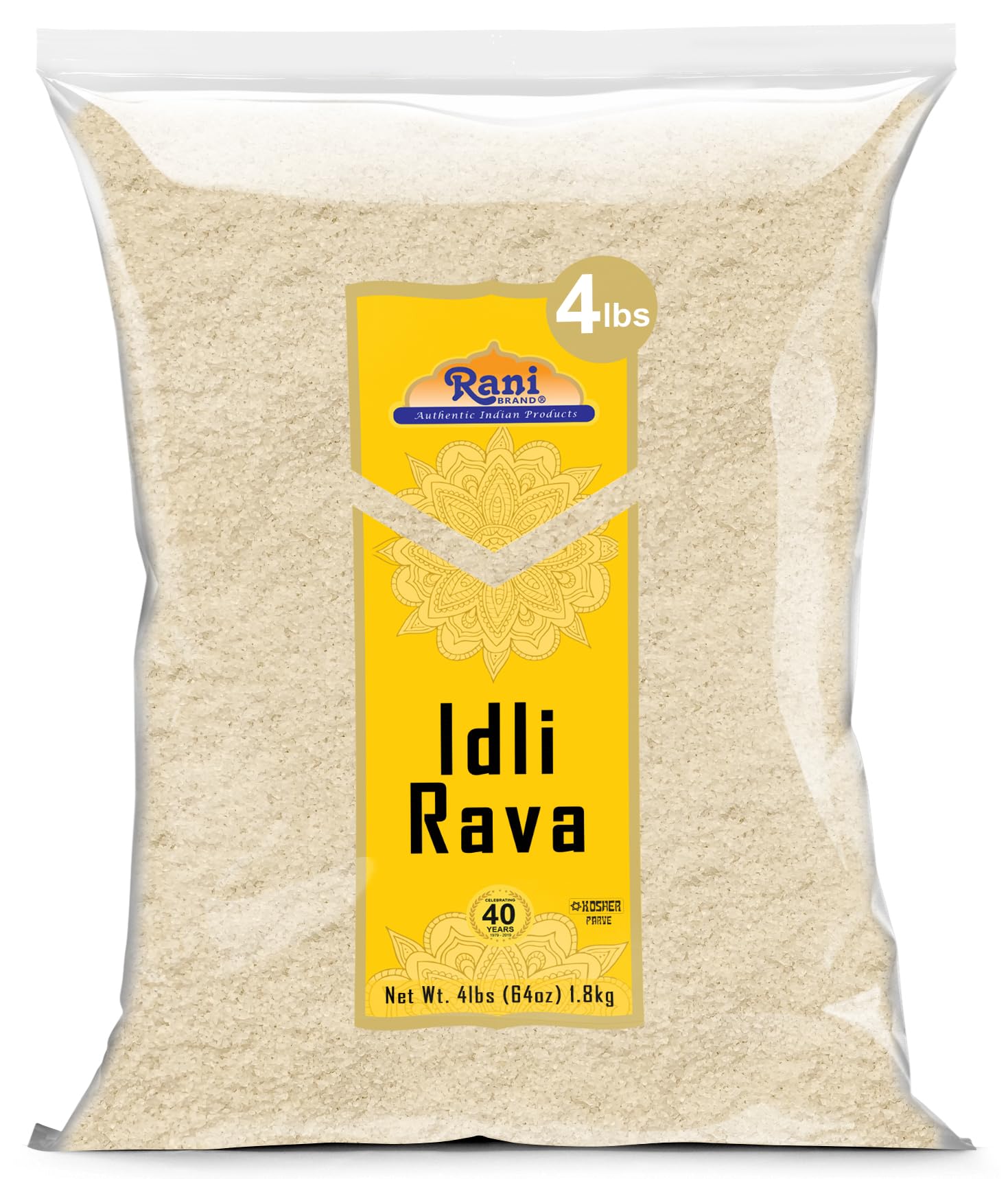 Rani Idly Rava (Parboiled Cream of Rice) 64oz (4lbs) 1.81kg - All Natural, Vegan, Gluten Friendly, Non-GMO, Indian Origin - Perfect for Indian Breakfast, Idli, Dosa & Healthy Cooking