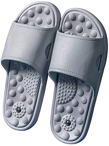 Magnetic Massage Shower Sandals for Women & Men - Non-Slip Pool, Dorm & Water Slide Slippers with Reflexology Foot Massage & Arch Support - Grey Color, Size EUR 42-43 - Perfect for Spa, Beach & Home Relaxation