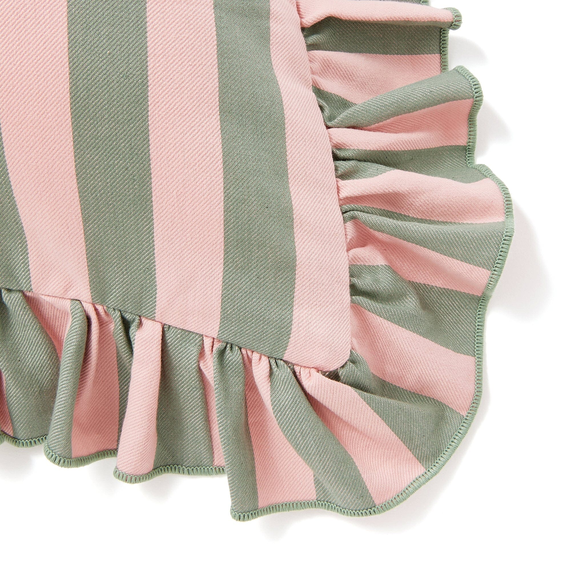 Frill Stripe Cushion Cover 18x18 Inches Pink and Green Decorative Pillow Case for Sofa, Bed, Living Room Home Decor