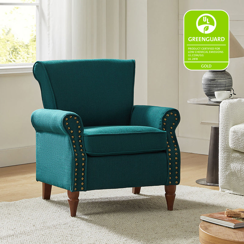 Hypanis Upholstered Armchair with Solid Wood Legs - Modern Living Room Accent Chair for Home, Office & Reading Nook - Comfortable Lounge Chair for Relaxing & Decor