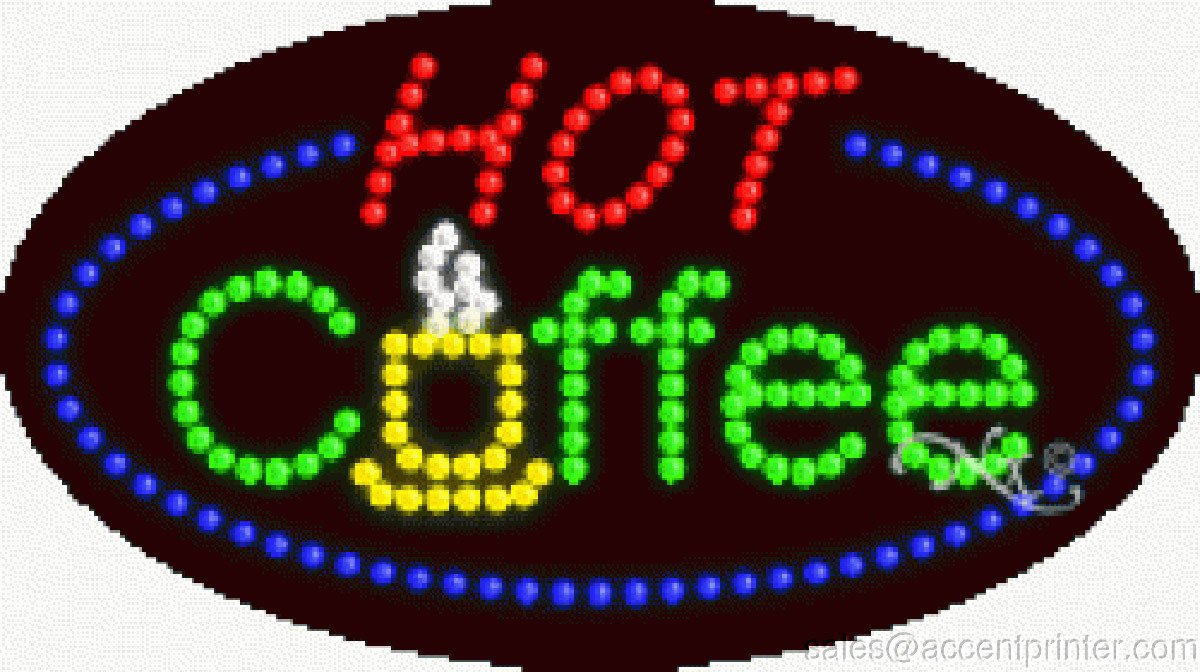 Hot Coffee Flashing & Animated LED Sign - Energy Efficient Cafe Light for Restaurants, Diners & Coffee Shops - Eye-Catching Business Decor