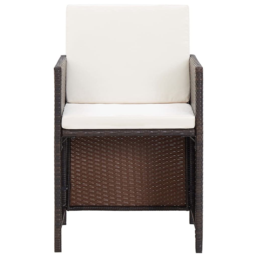 FAMIROSA 2-Piece Brown Poly Rattan Garden Chairs with Cushions - Outdoor Patio Furniture Set for Backyard, Poolside & Balcony Relaxation