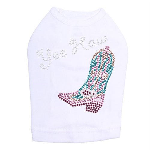 Yee Haw Dog Tank Top - Pink & Turquoise Cowboy Style Pet Shirt for Small Medium Large Dogs - Perfect for Western Parties & Photo Shoots